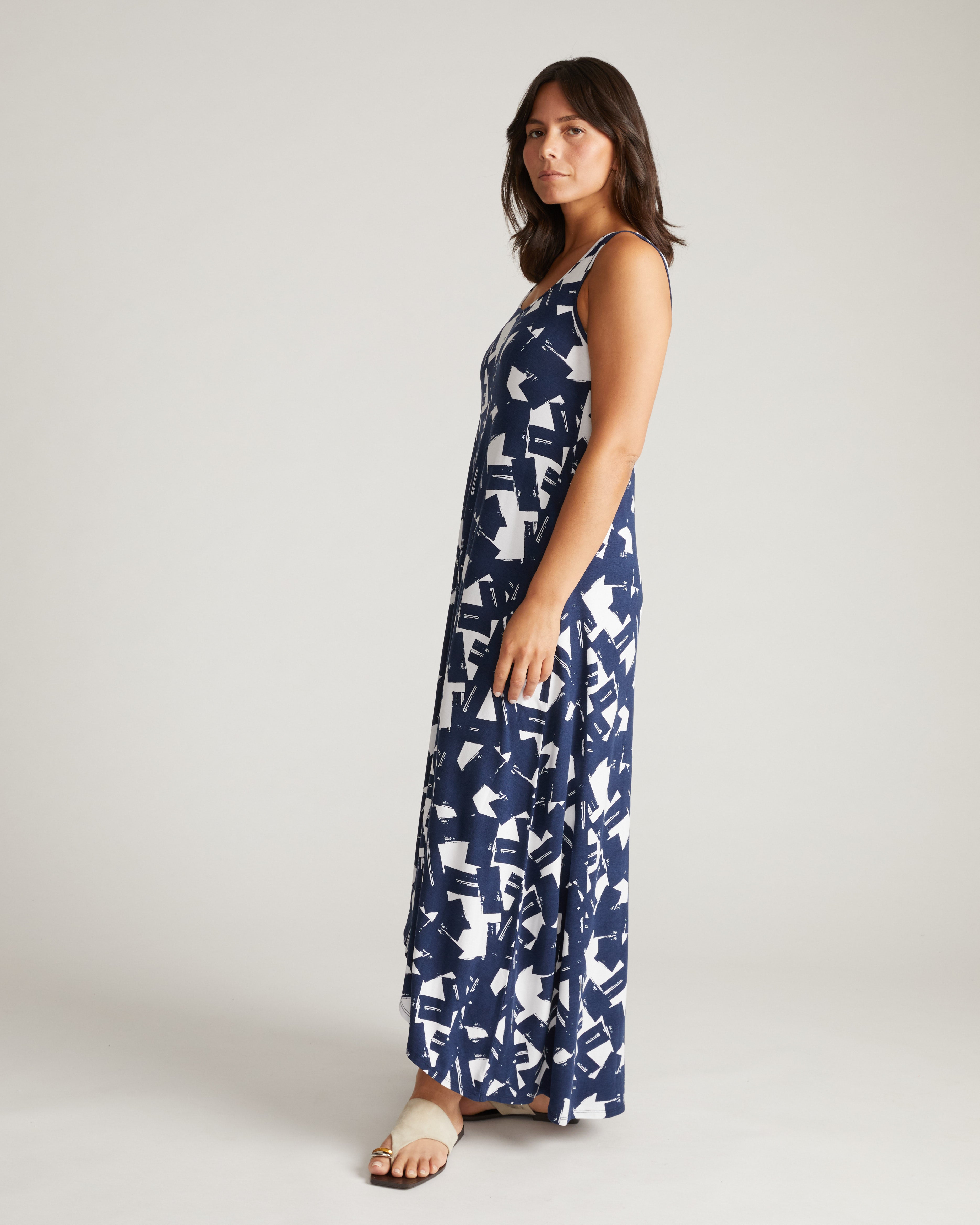 Athena Divine Jersey Dress - Navy Santiago Print