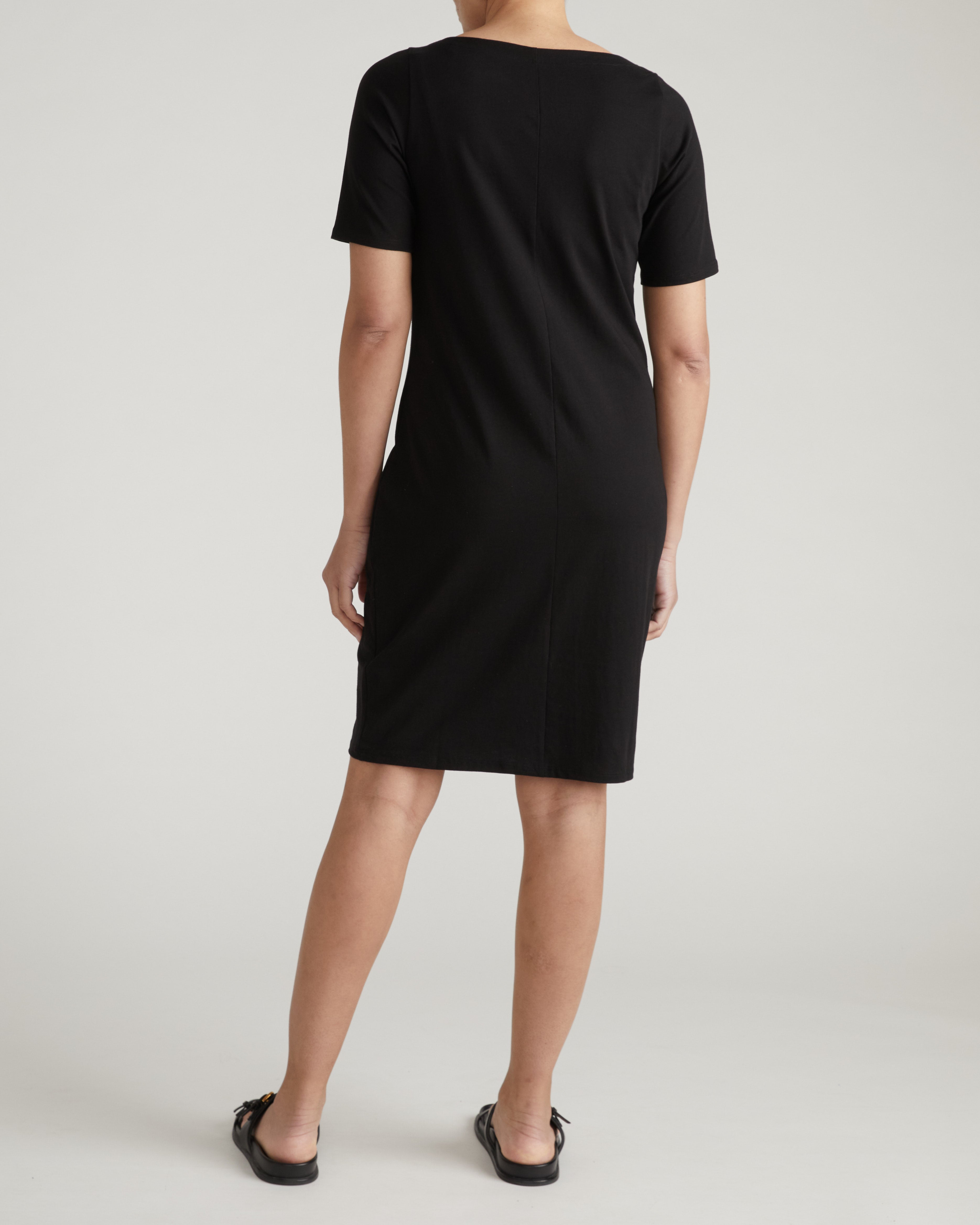Belle Breton Stripe Jersey Dress - Solid Black