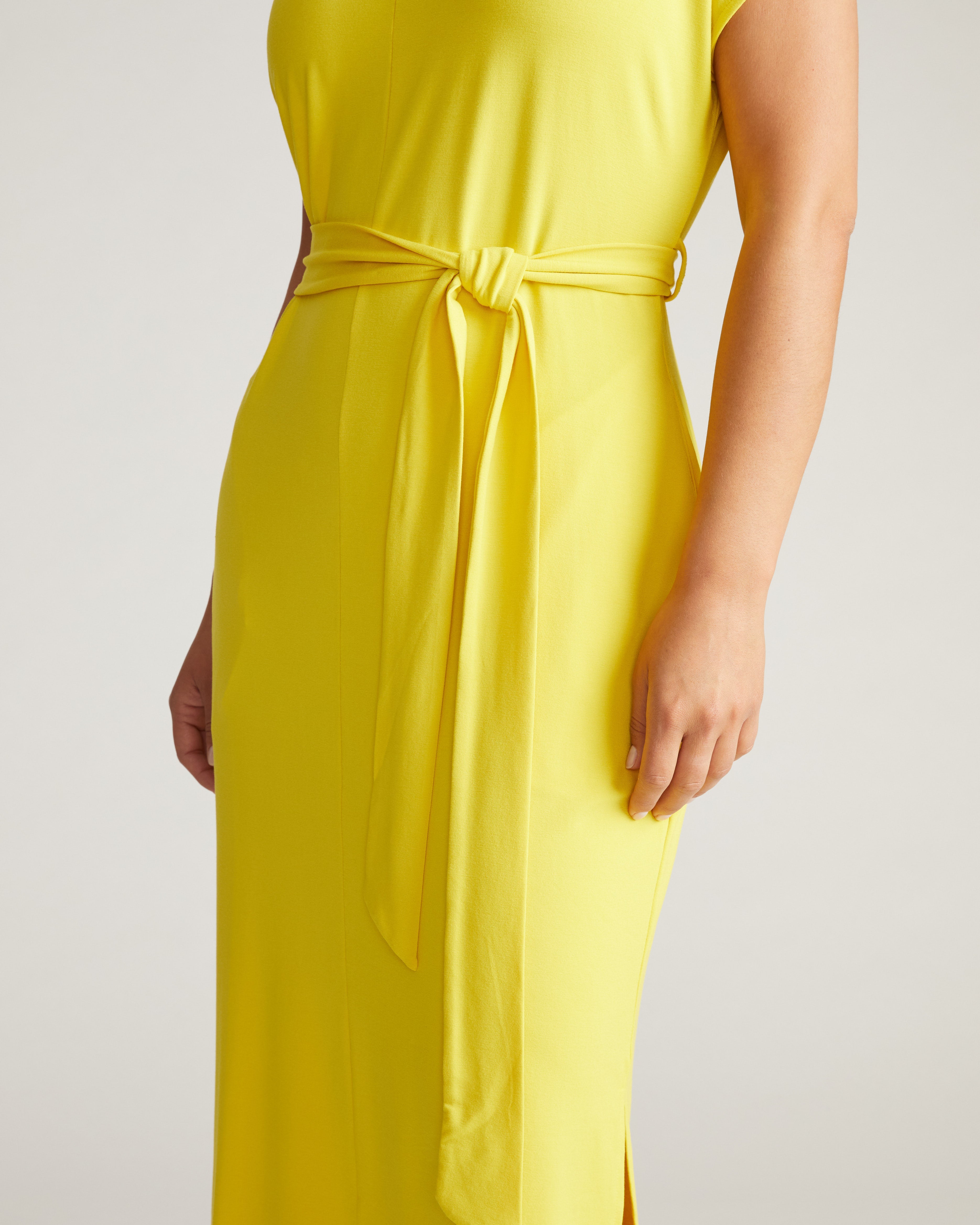 Belted Divine Jersey Dress - Yellow