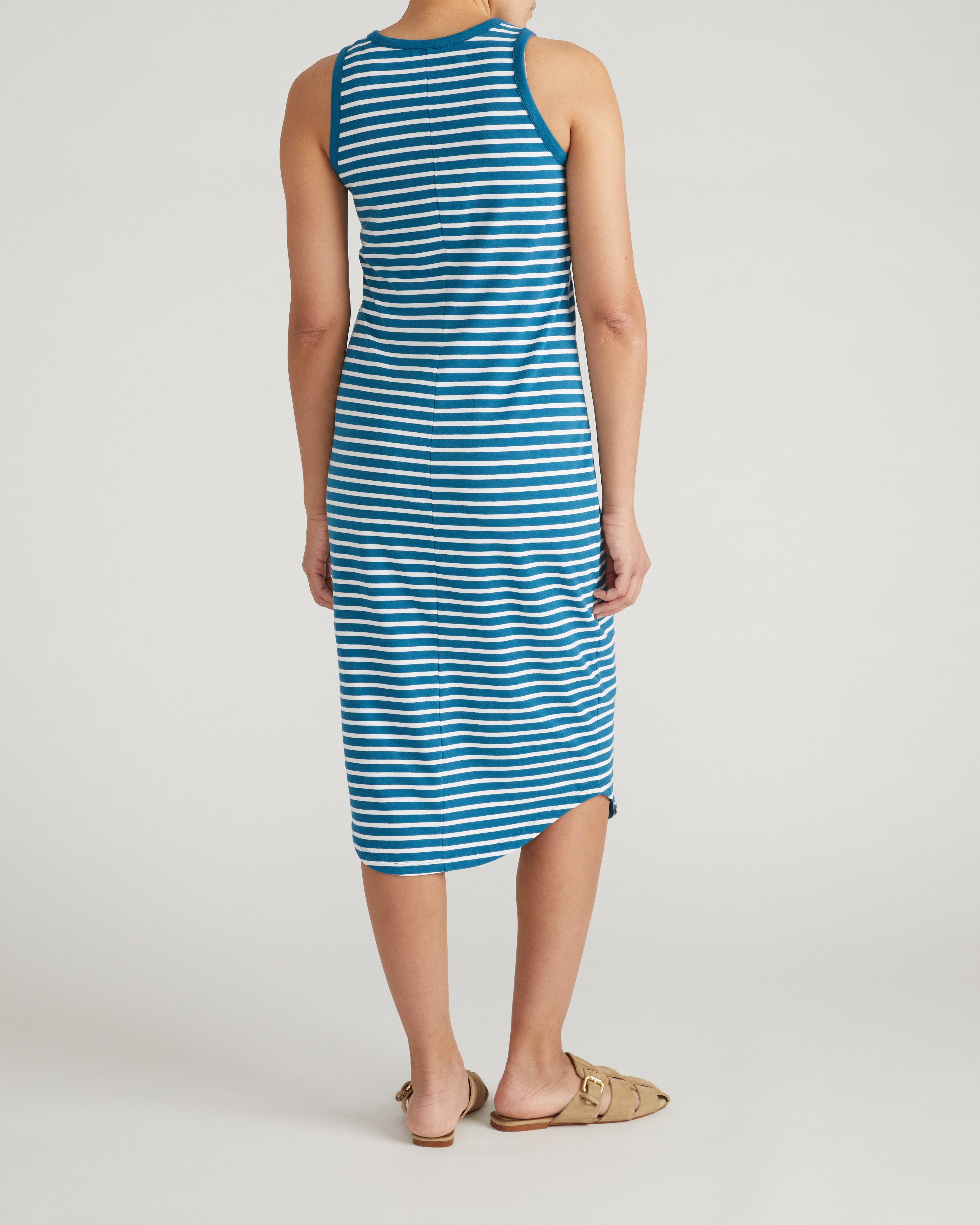 Cai High Neck Tank Dress - Ink Blue/White Stripe