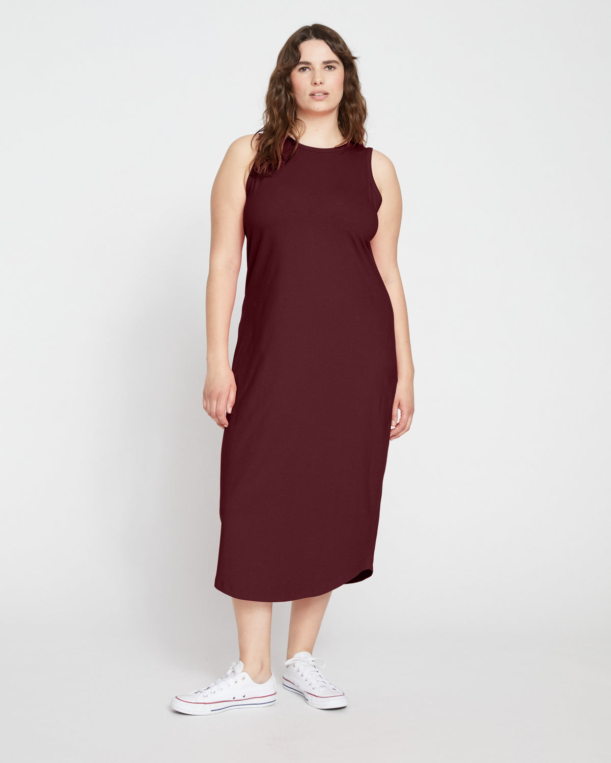 Cai High Neck Tank Dress - Black Cherry