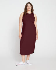 Cai High Neck Tank Dress - Black Cherry