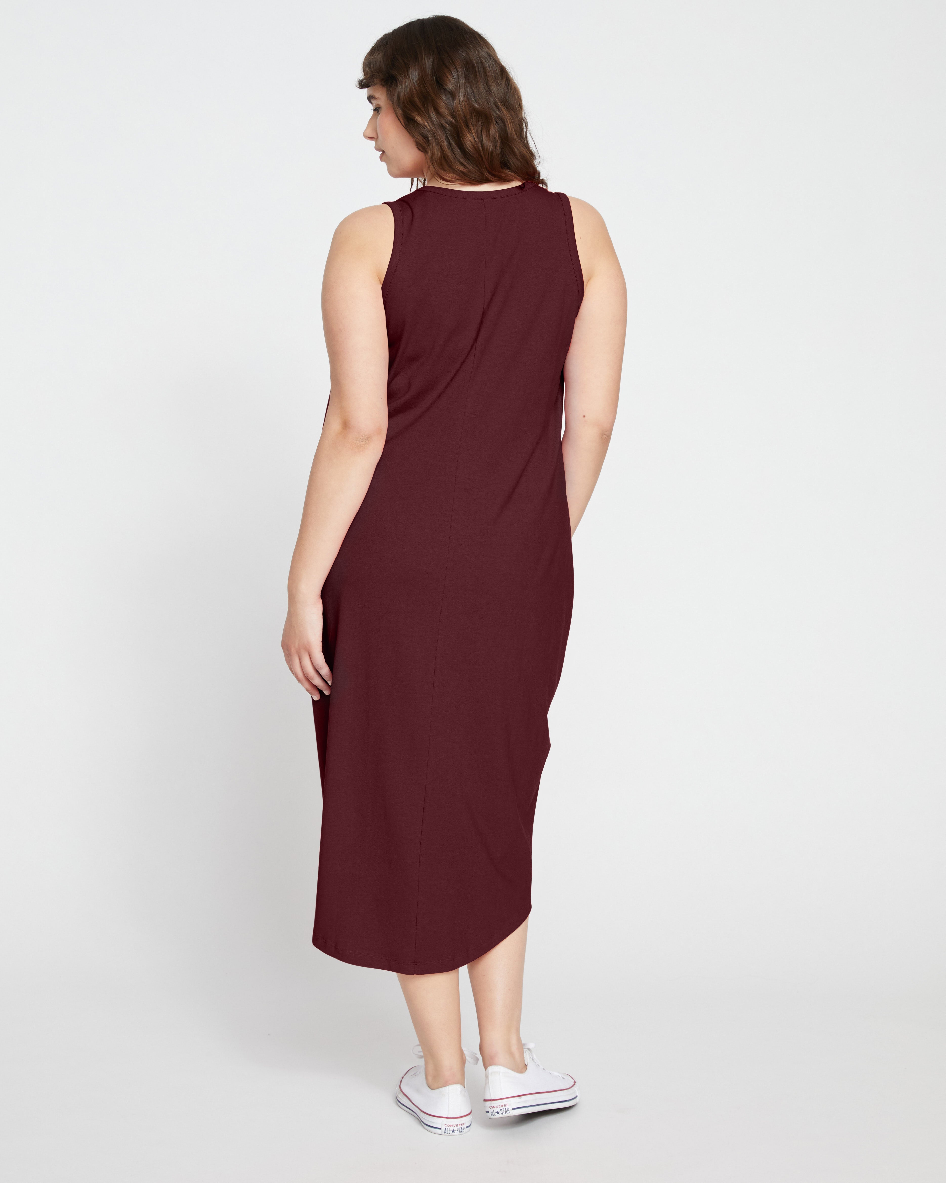 Cai High Neck Tank Dress - Black Cherry
