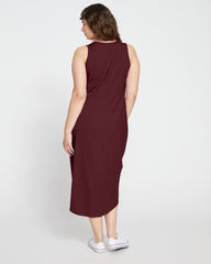 Cai High Neck Tank Dress - Black Cherry