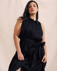 Adelaide Linen Blend Shirtdress - Black