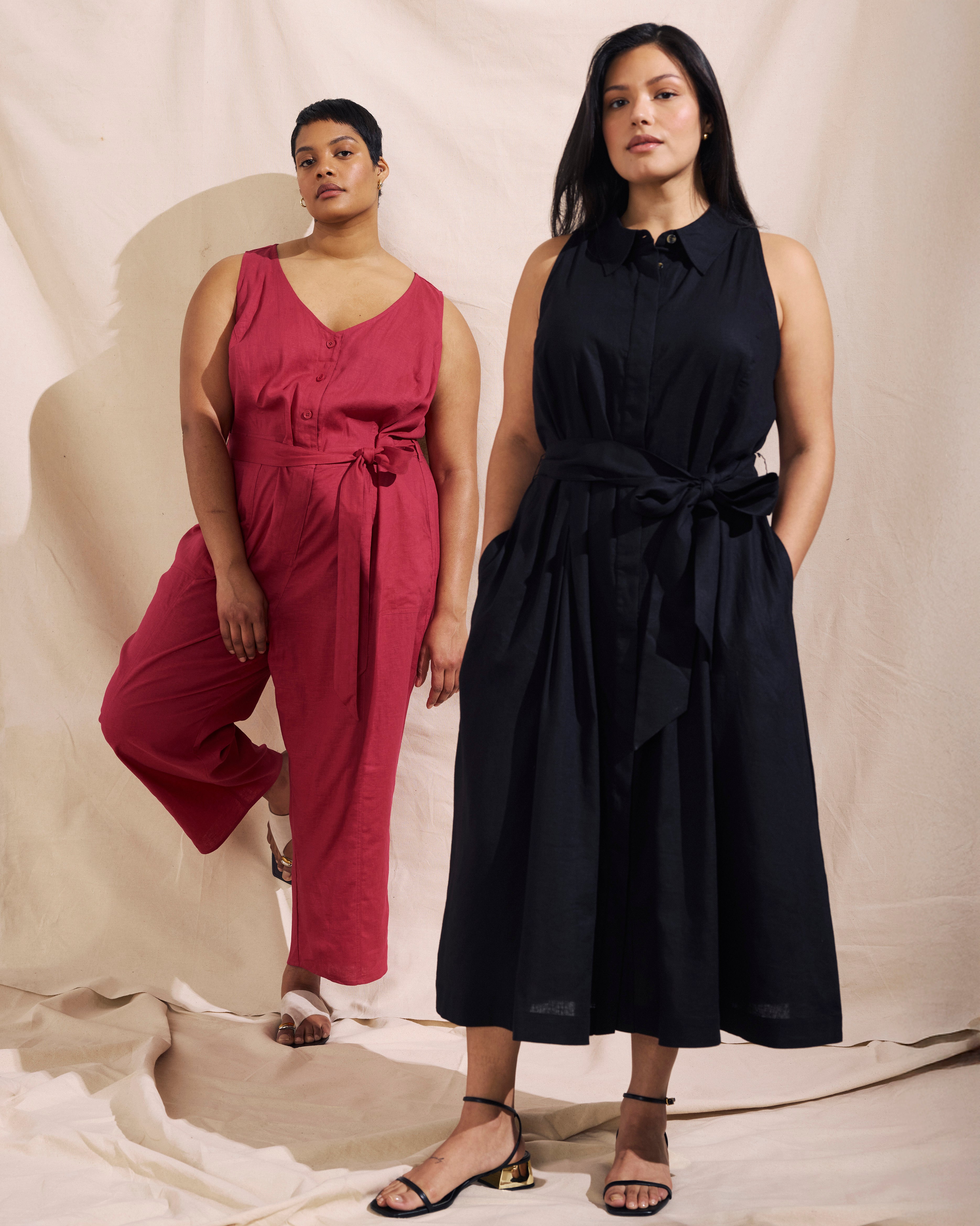 Adelaide Linen Blend Shirtdress - Black