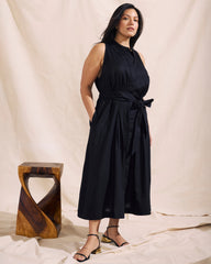 Adelaide Linen Blend Shirtdress - Black