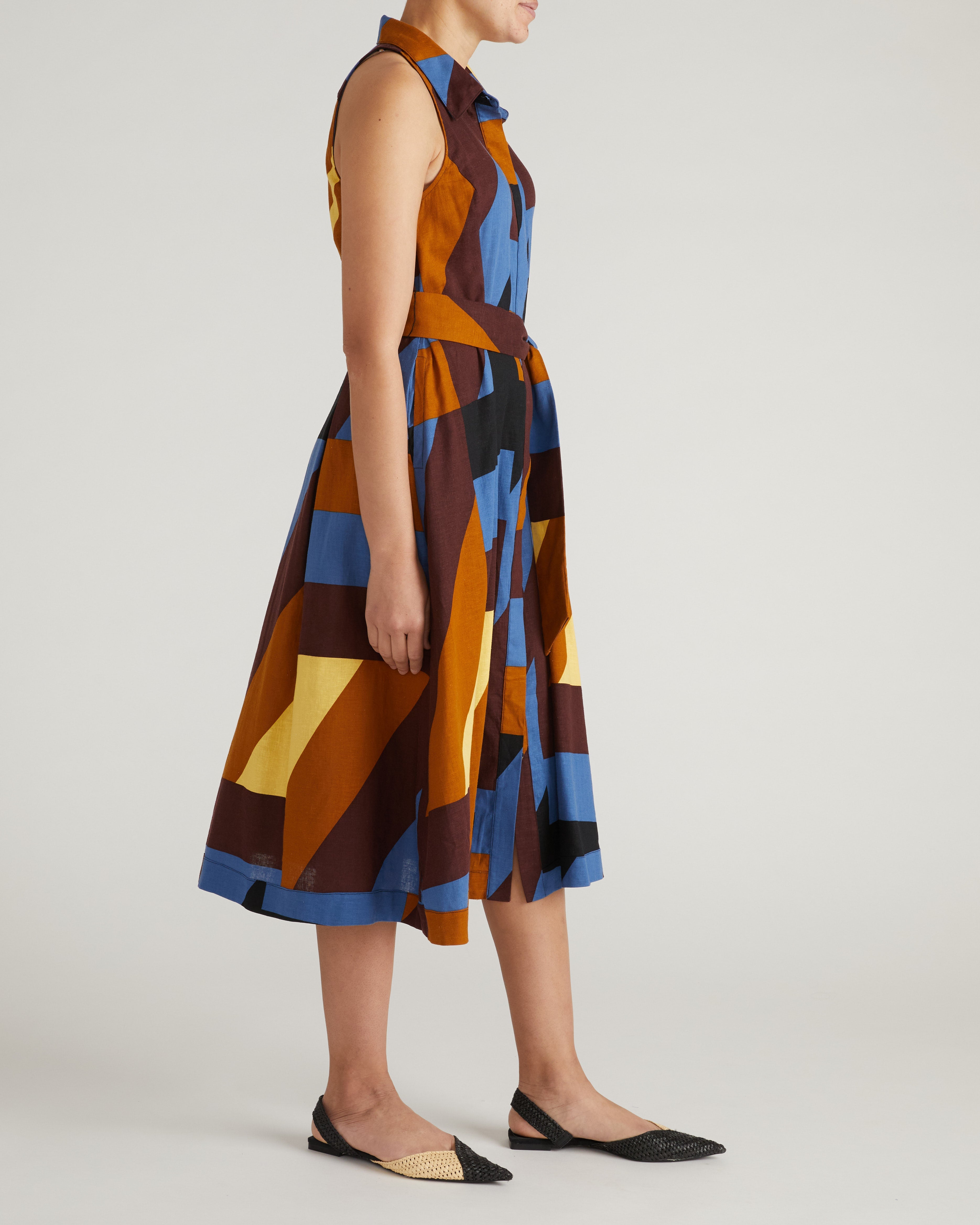 Adelaide Linen Blend Shirtdress - Beach Ombra Print