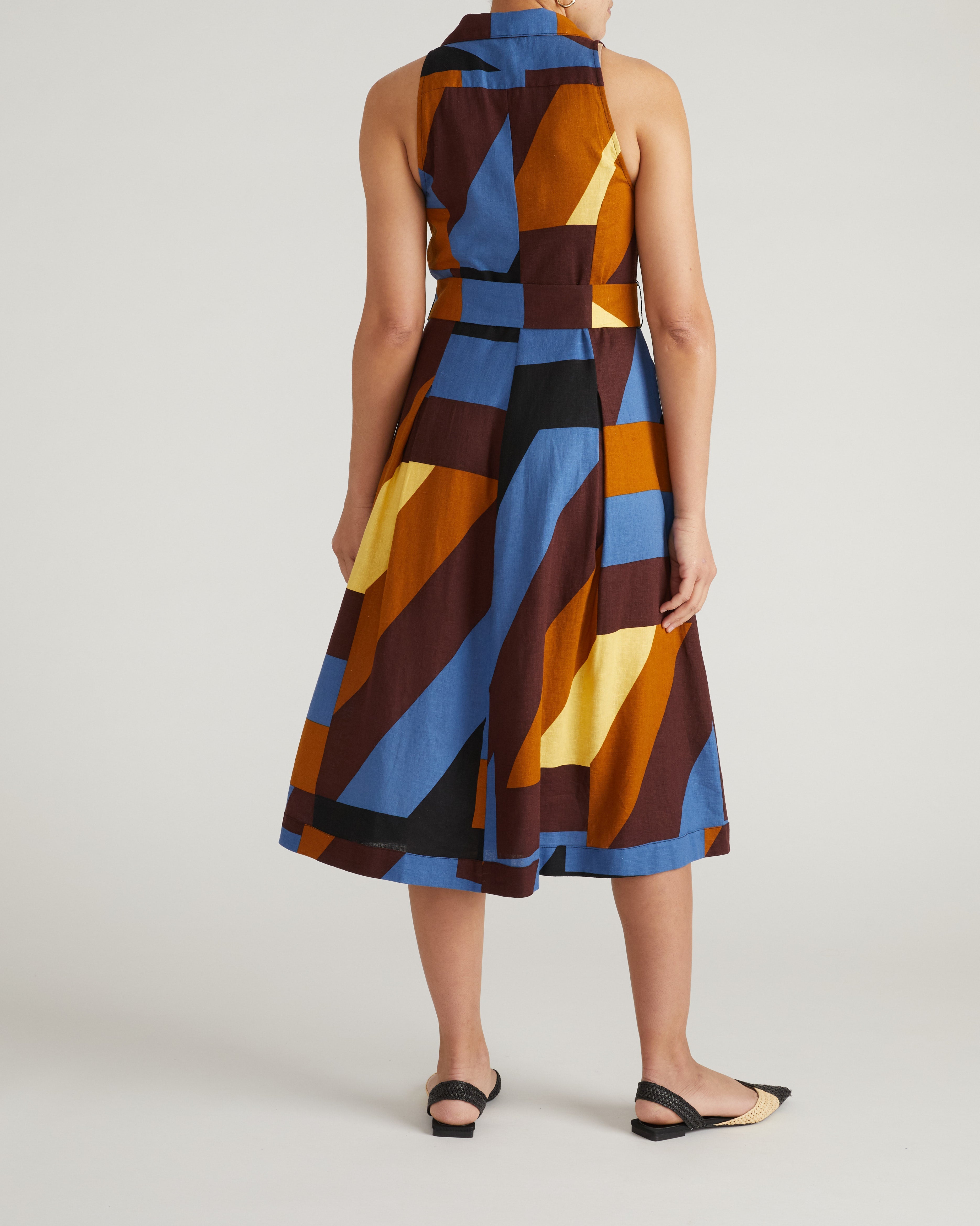 Adelaide Linen Blend Shirtdress - Beach Ombra Print