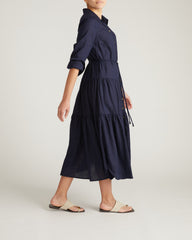 Alix Linen Blend Shirtdress - Navy