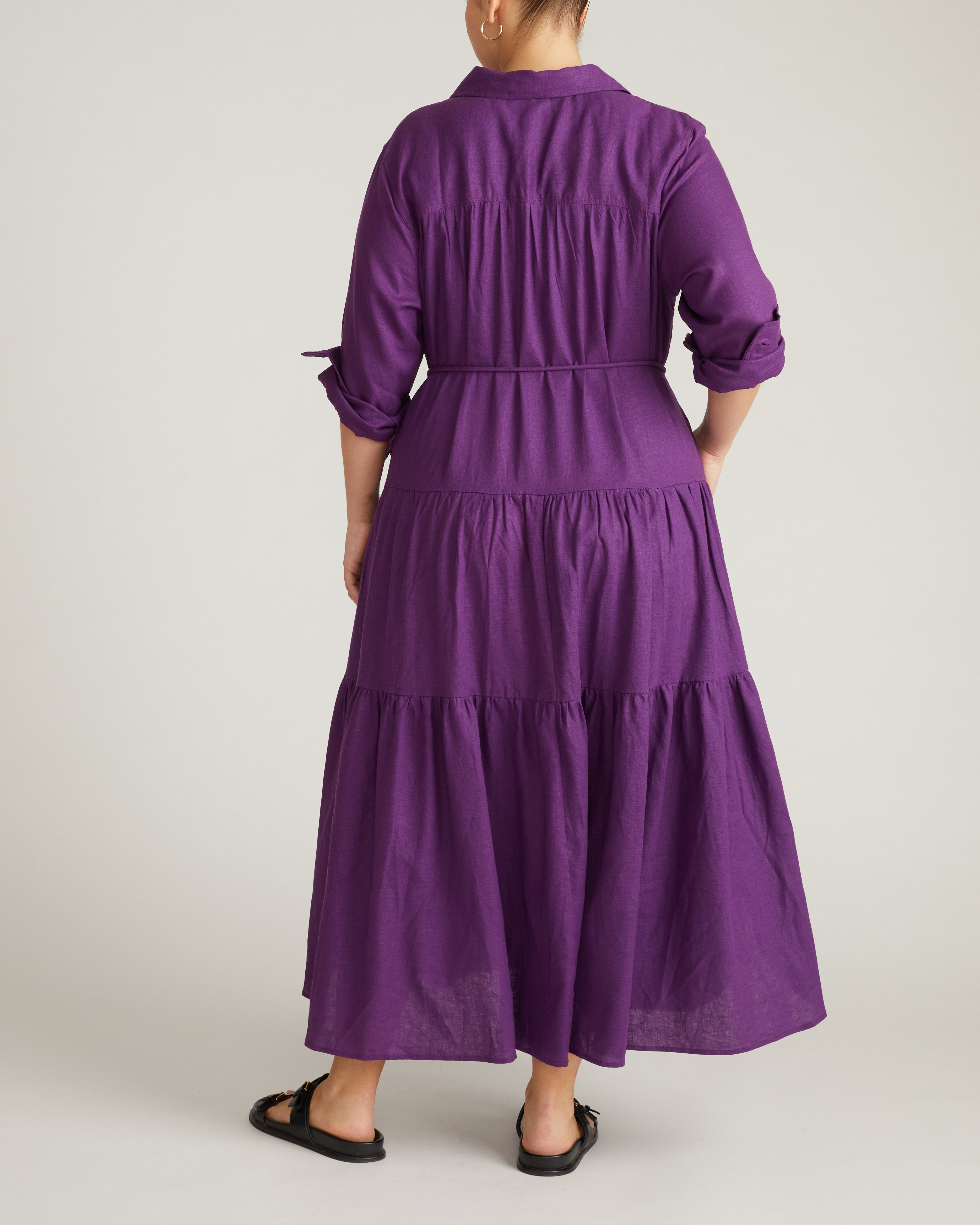 Alix Linen Blend Shirtdress - Dreamy Purple