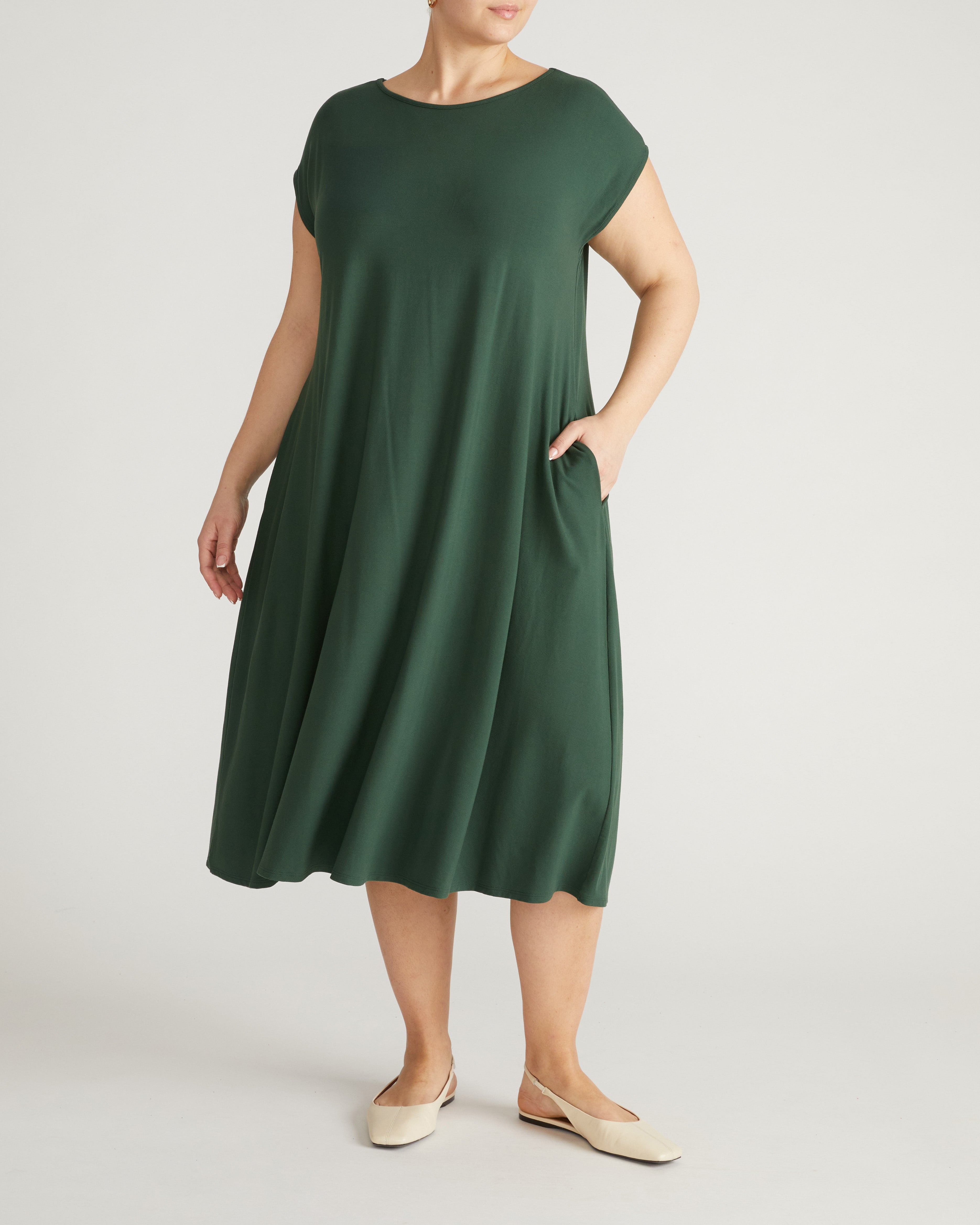 Capri Divine Jersey Flared Dress - Conifer