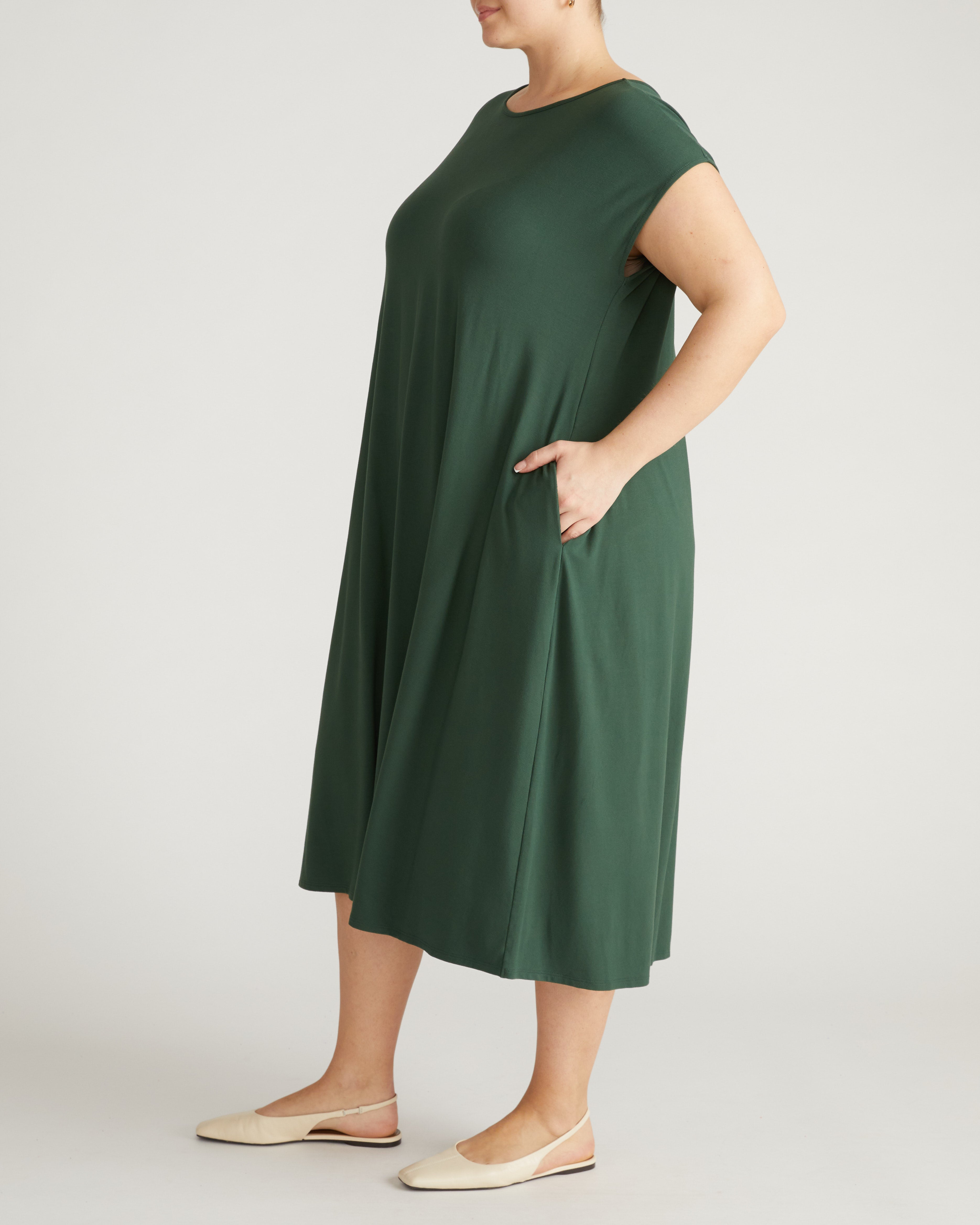 Capri Divine Jersey Flared Dress - Conifer