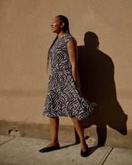 Capri Divine Jersey Flared Dress - Black Bosco Print
