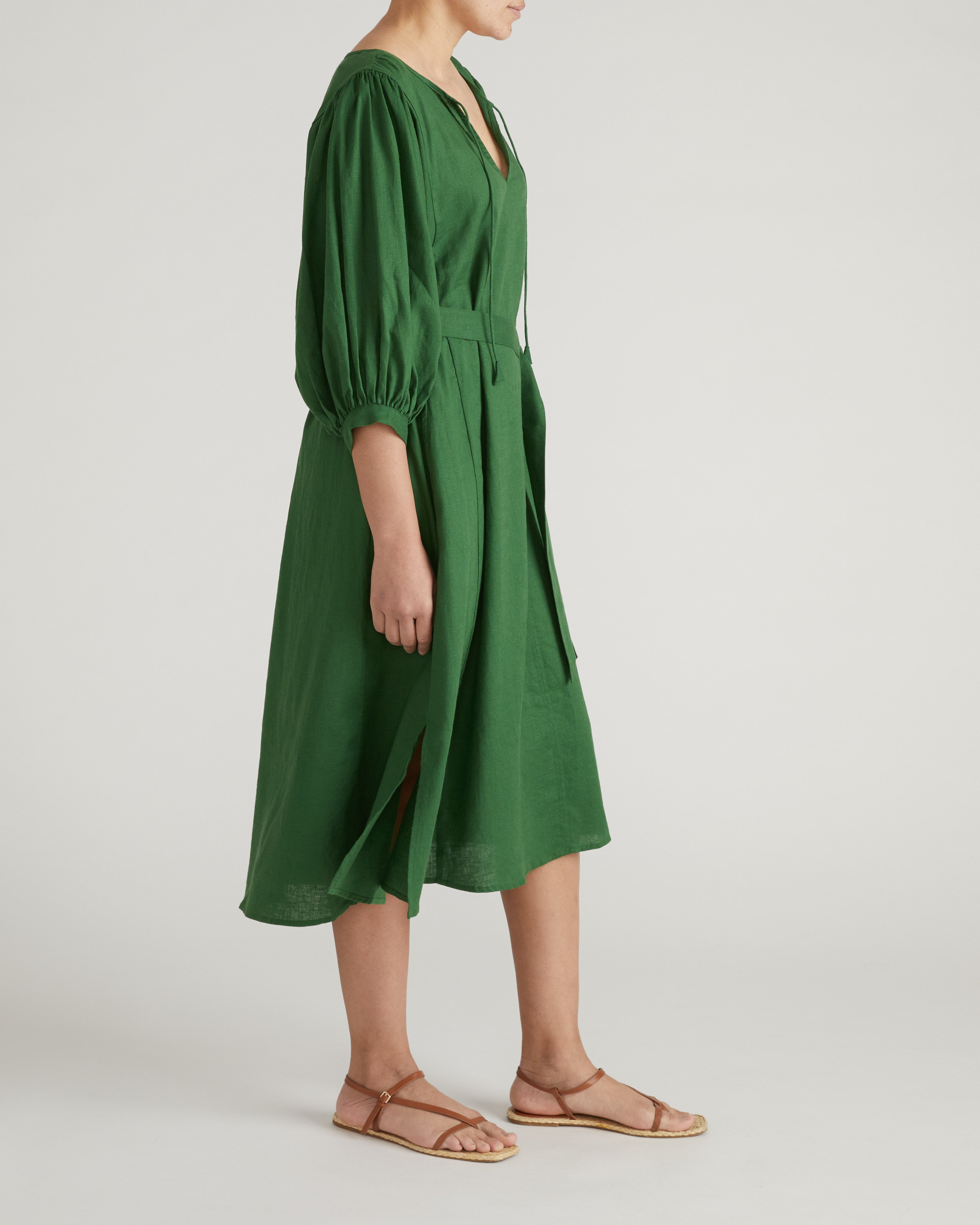 Amparo Linen Blend Dress - Jardin