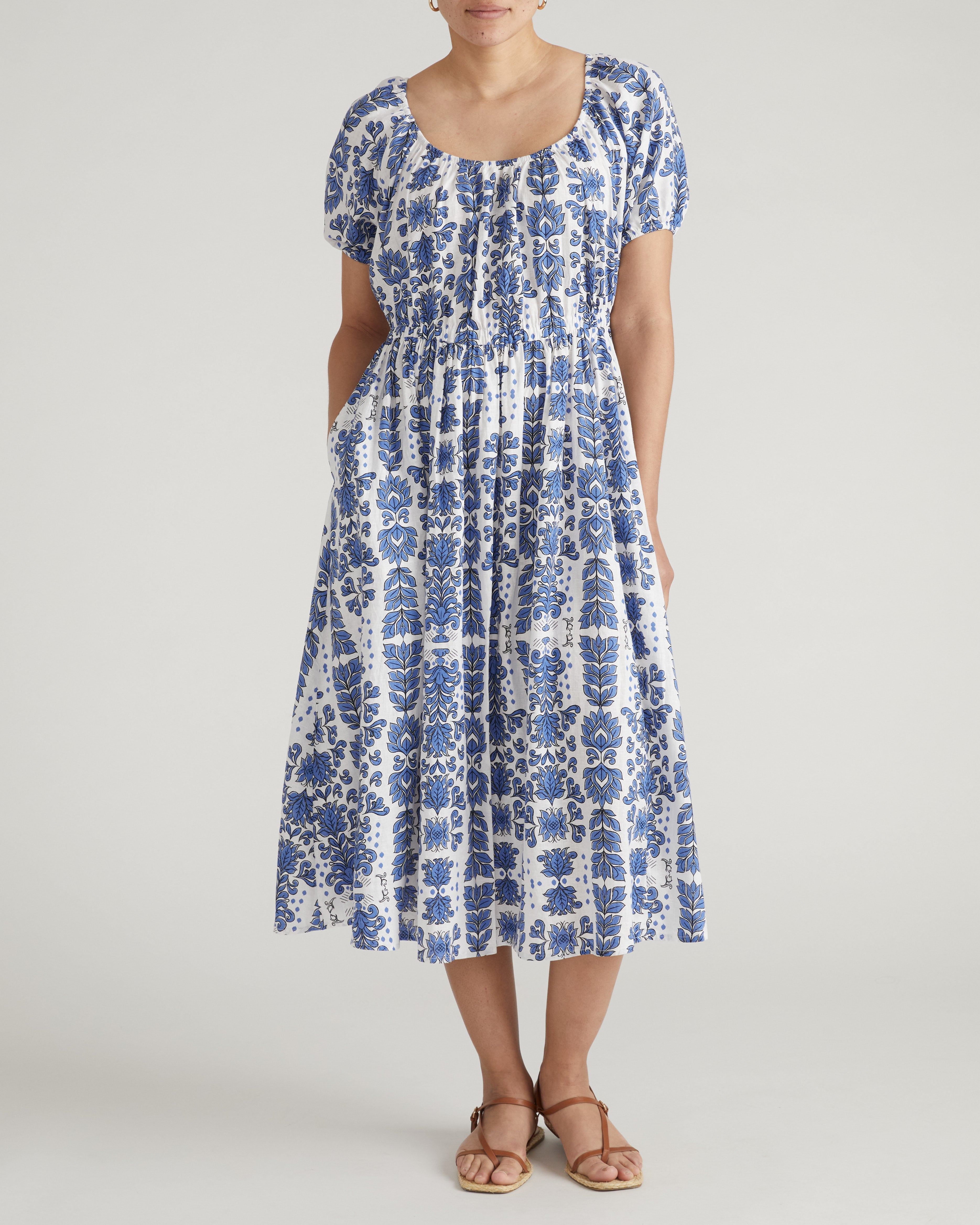 Andrea Linen Blend Dress - Rococo Beach Print