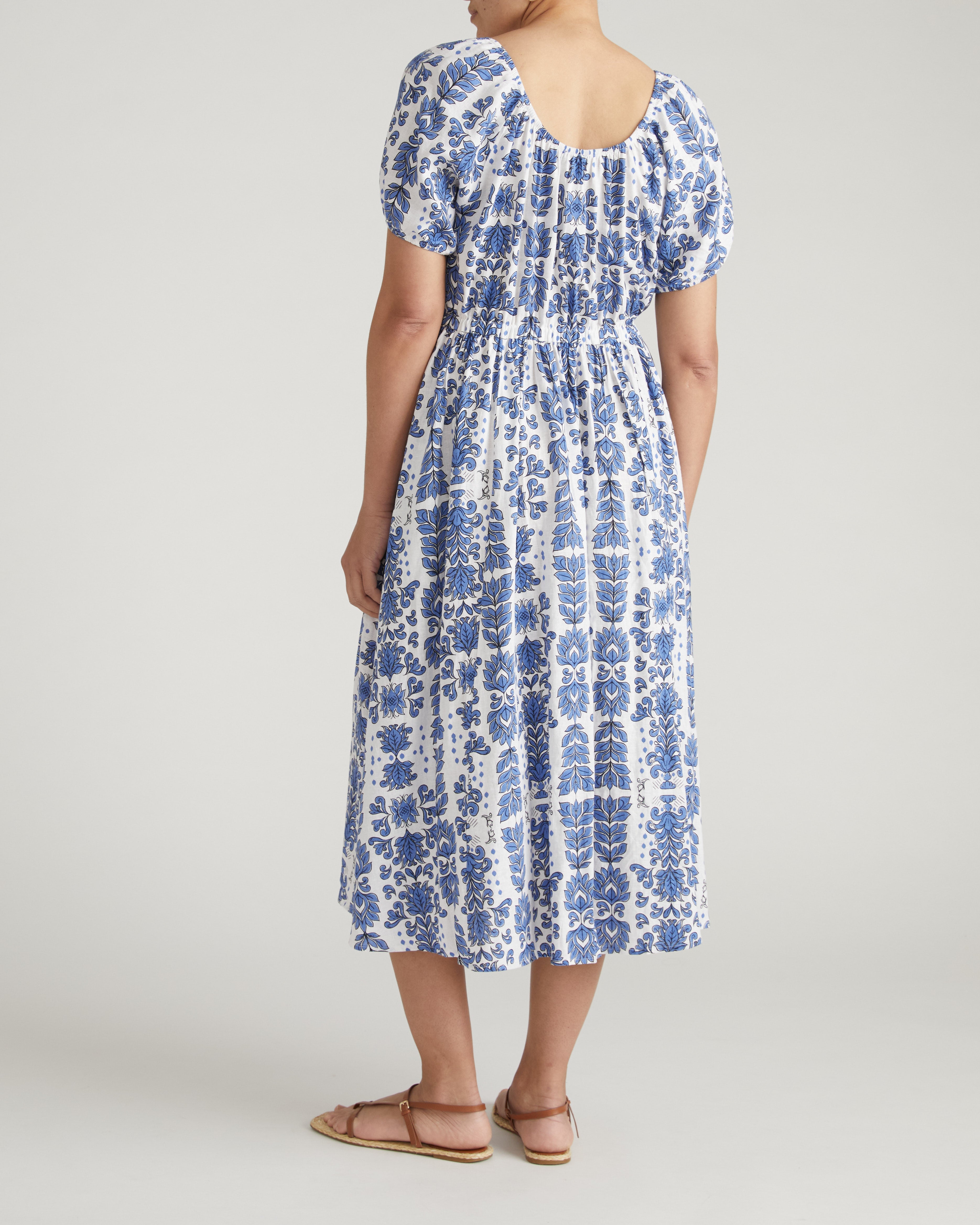 Andrea Linen Blend Dress - Rococo Beach Print