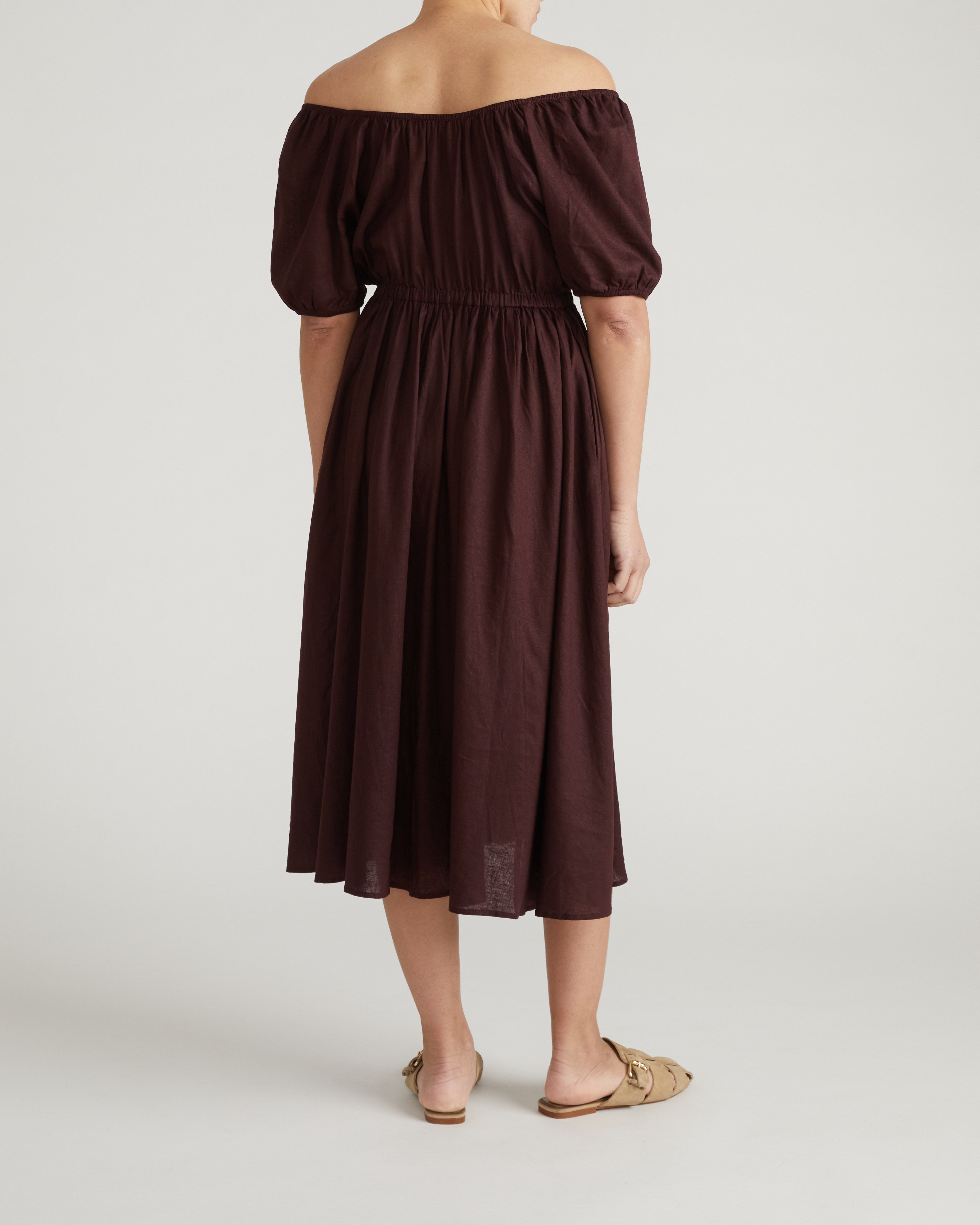 Andrea Linen Blend Dress - Brulee