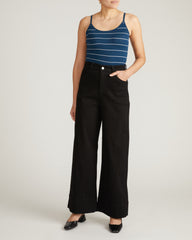 Cloud Rib Camisole - Teal/White Microstripe