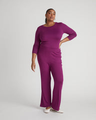 Cloud Rib Long Sleeve Crew Neck Tee - Goji Berry