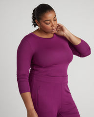 Cloud Rib Long Sleeve Crew Neck Tee - Goji Berry