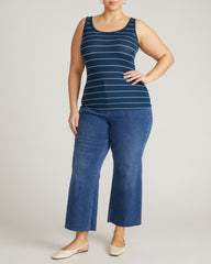 Cloud Rib Tank - Teal/White Microstripe