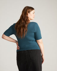 Cloud Rib Short Sleeve Square Neck Tee - Deep Sea