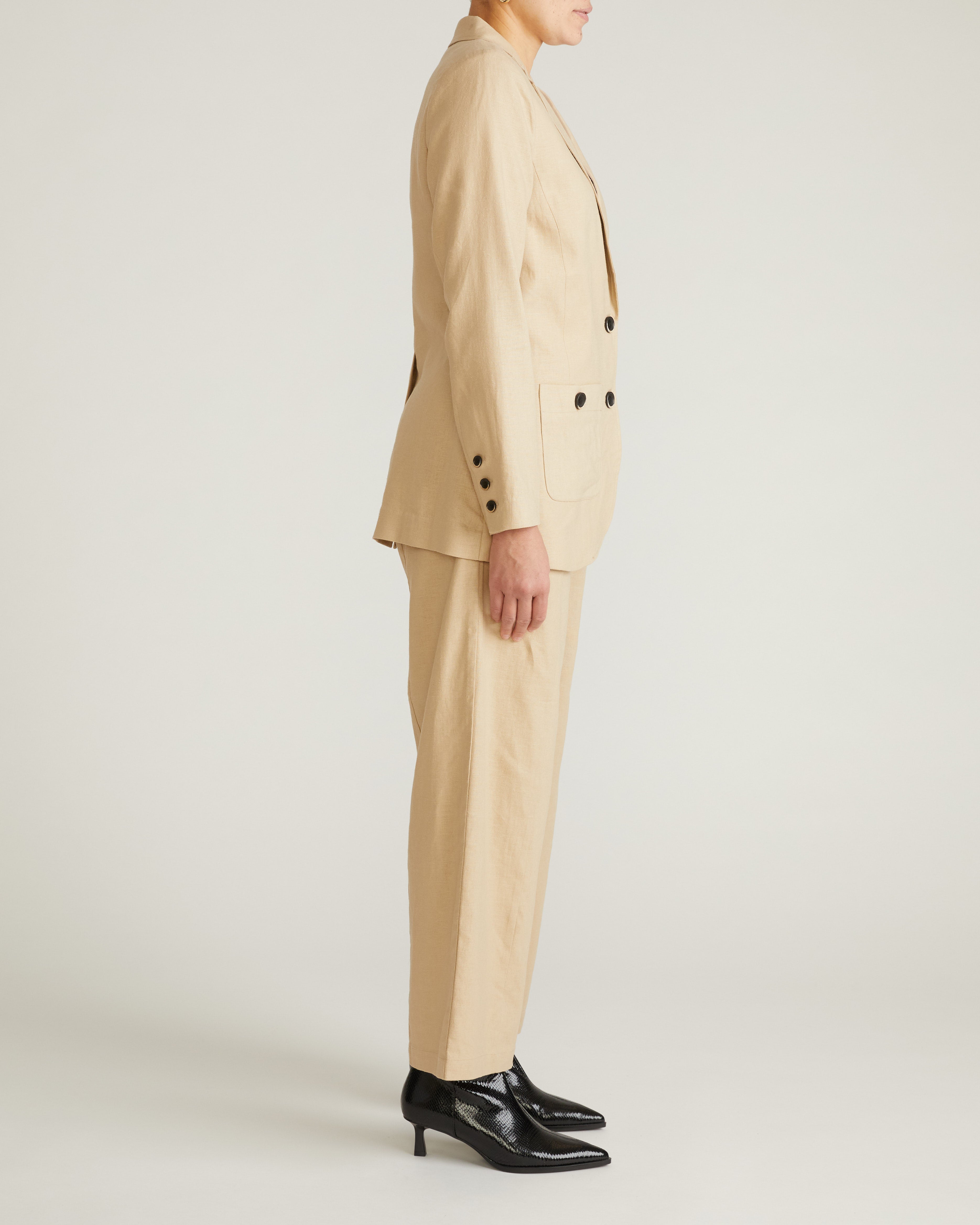 Coastal Linen Blend Blazer - Danish Coffee