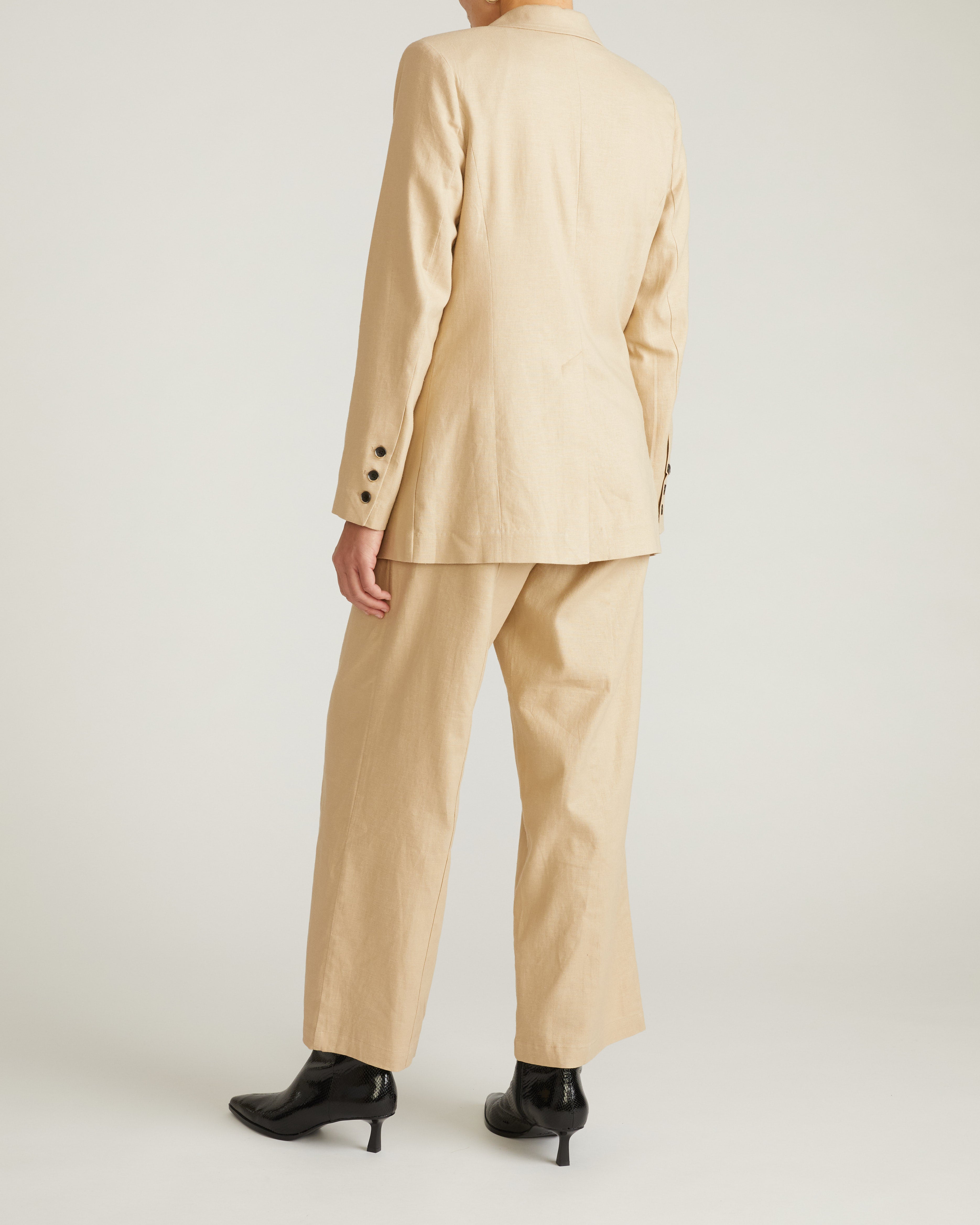 Coastal Linen Blend Blazer - Danish Coffee