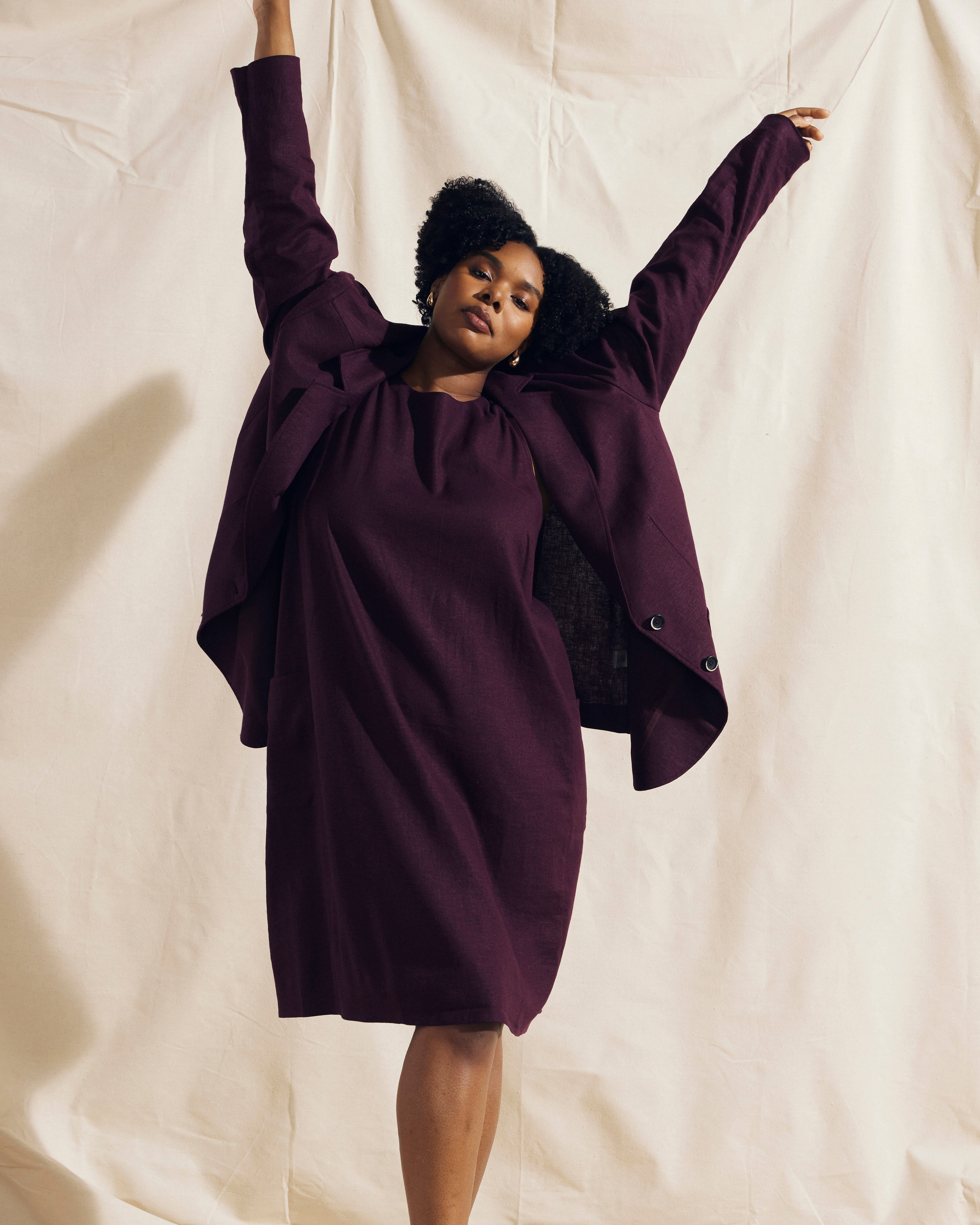 Coastal Linen Blend Blazer - Acai