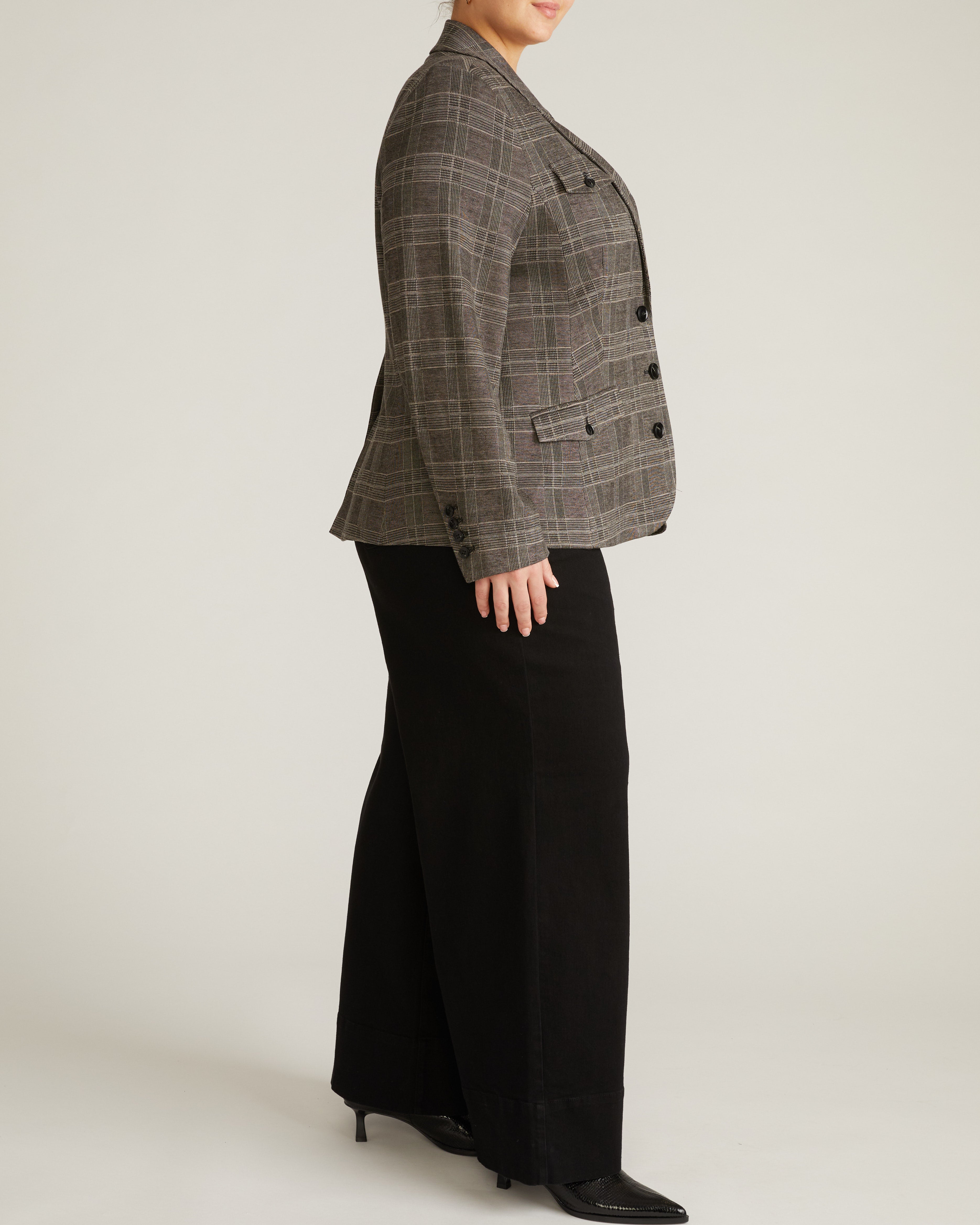 4 Pocket Ponte Blazer - British Plaid