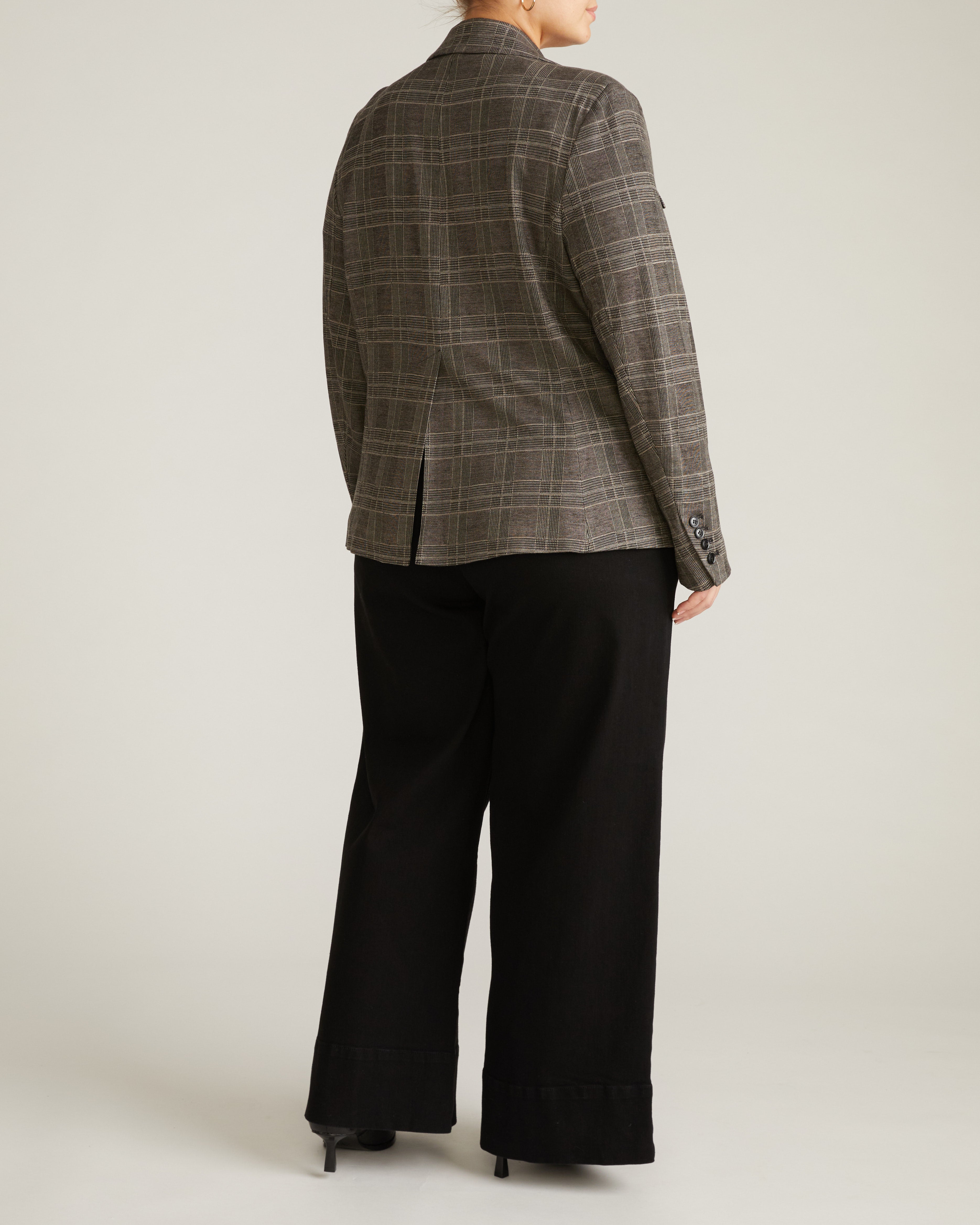 4 Pocket Ponte Blazer - British Plaid