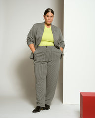 Audrey Relaxed Uniform Ponte Workpant - Black/White Houndstooth