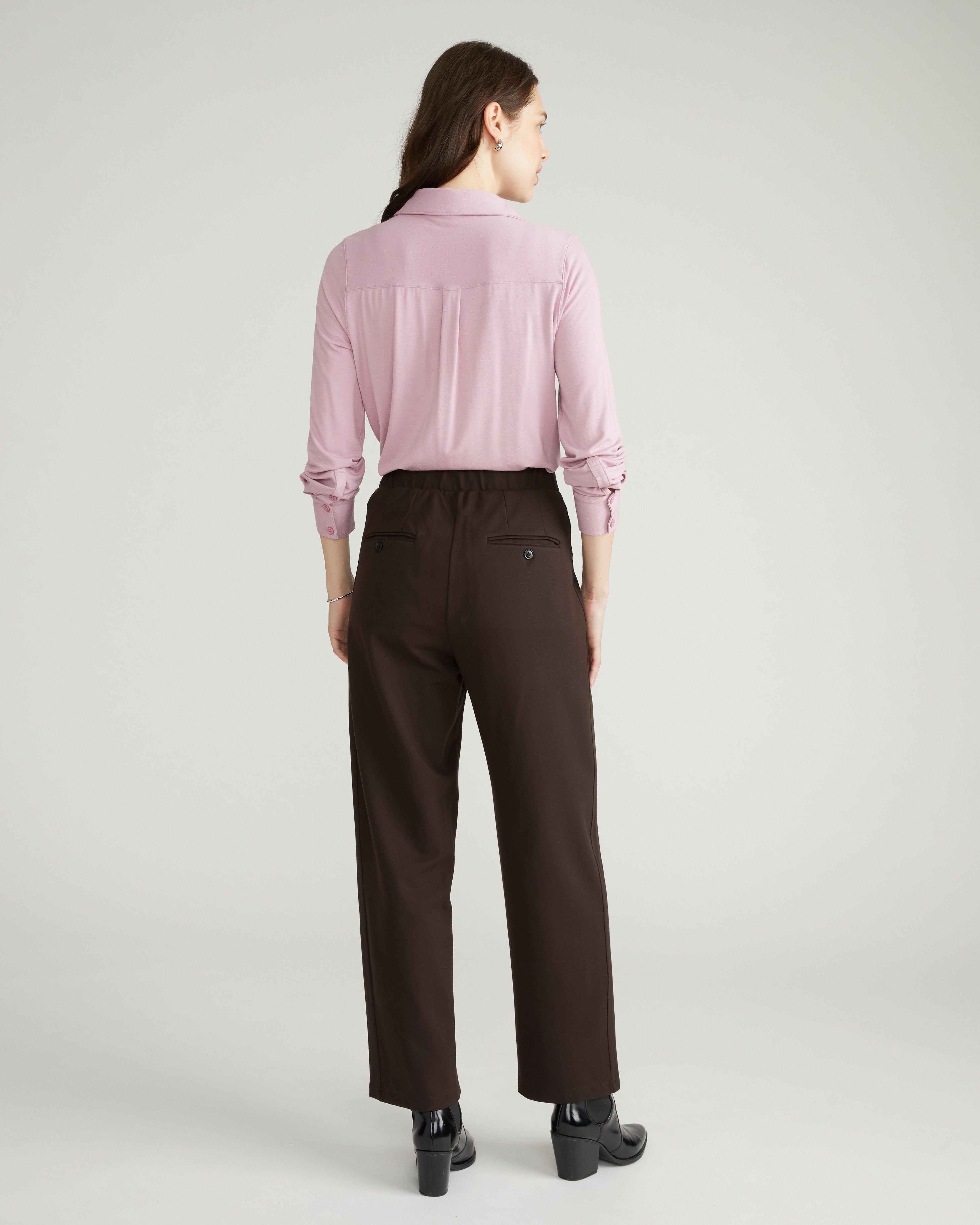 Audrey Relaxed Uniform Ponte Workpant - Espresso
