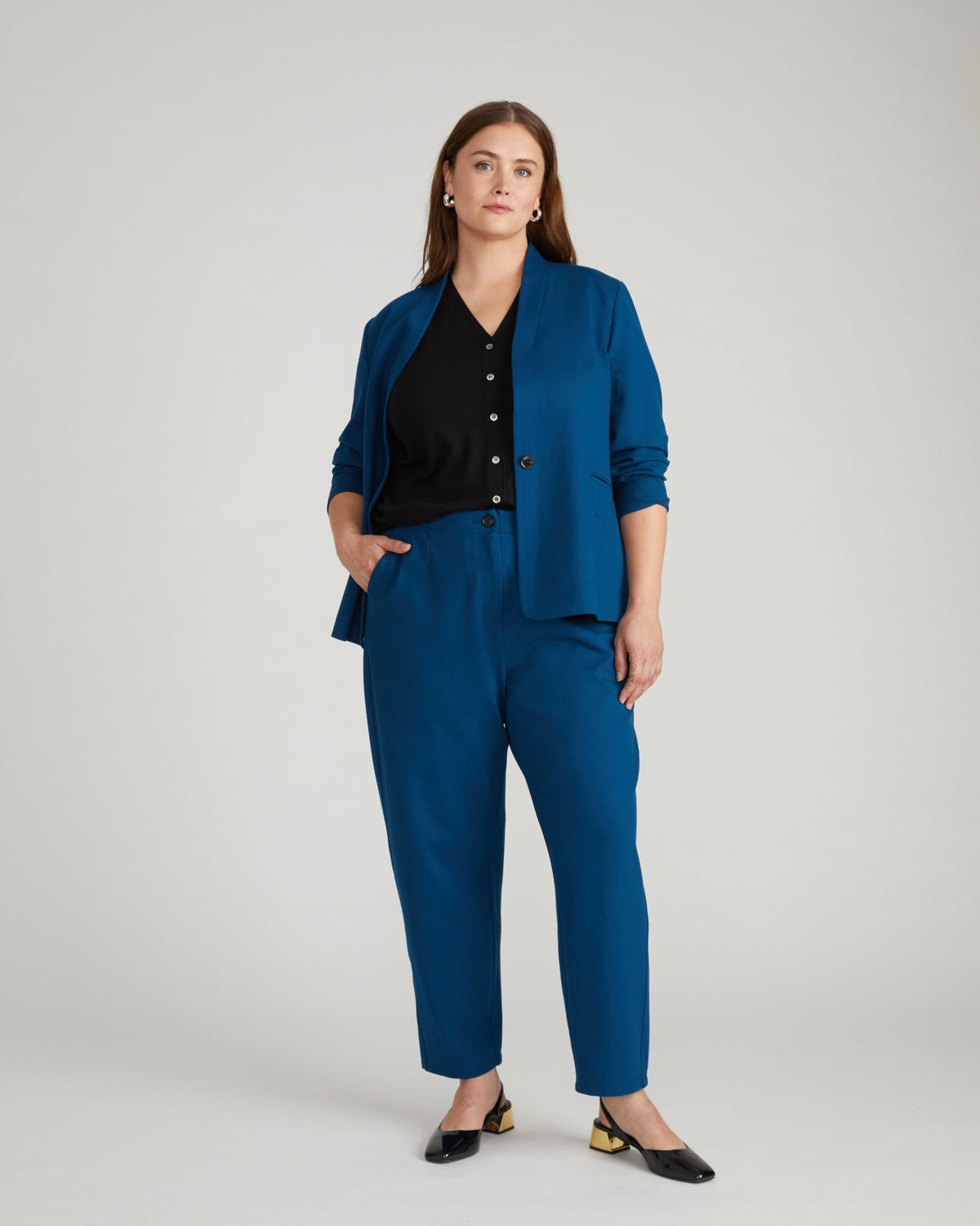 Audrey Relaxed Uniform Ponte Workpant - Deep Teal