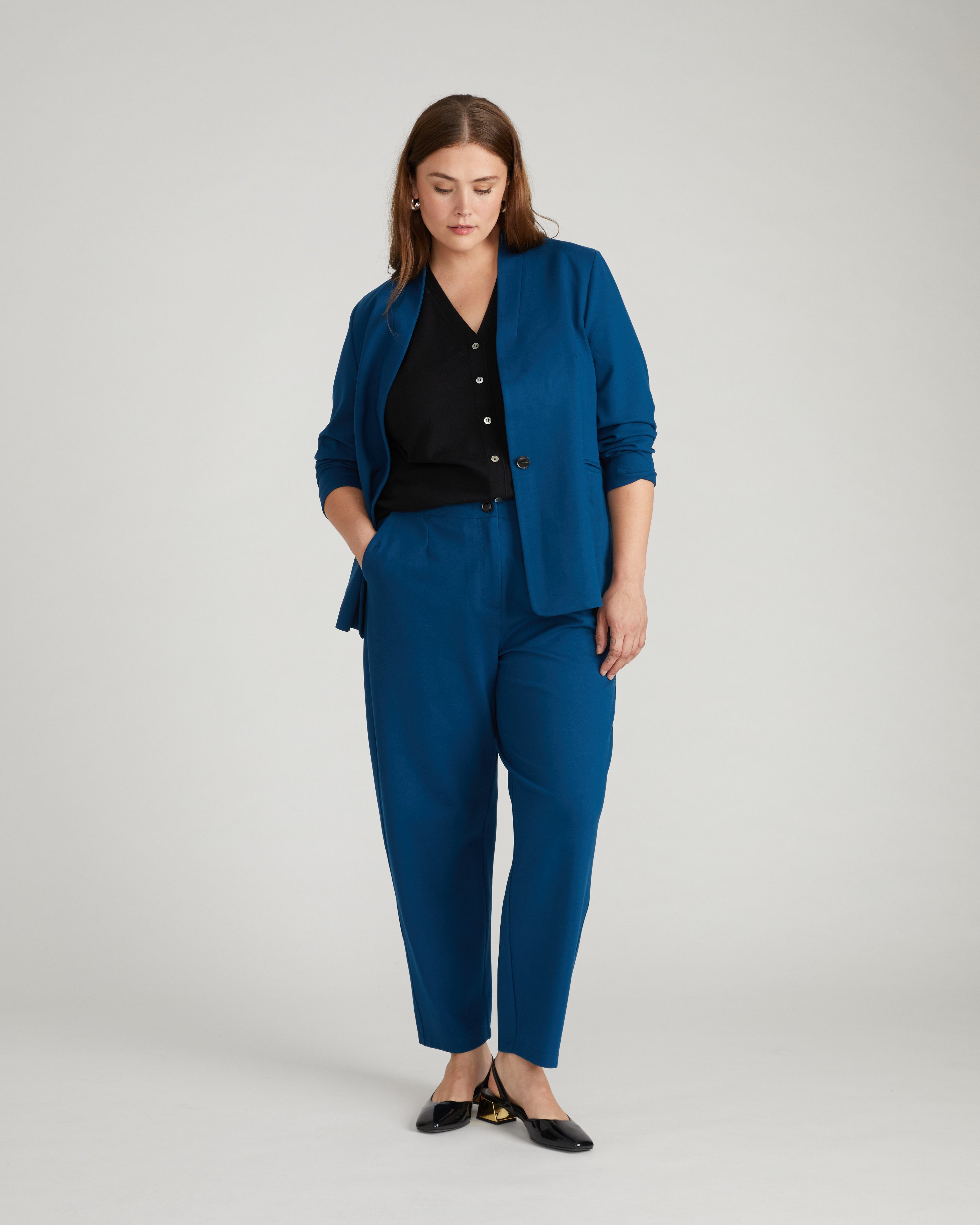 Audrey Relaxed Uniform Ponte Workpant - Deep Teal