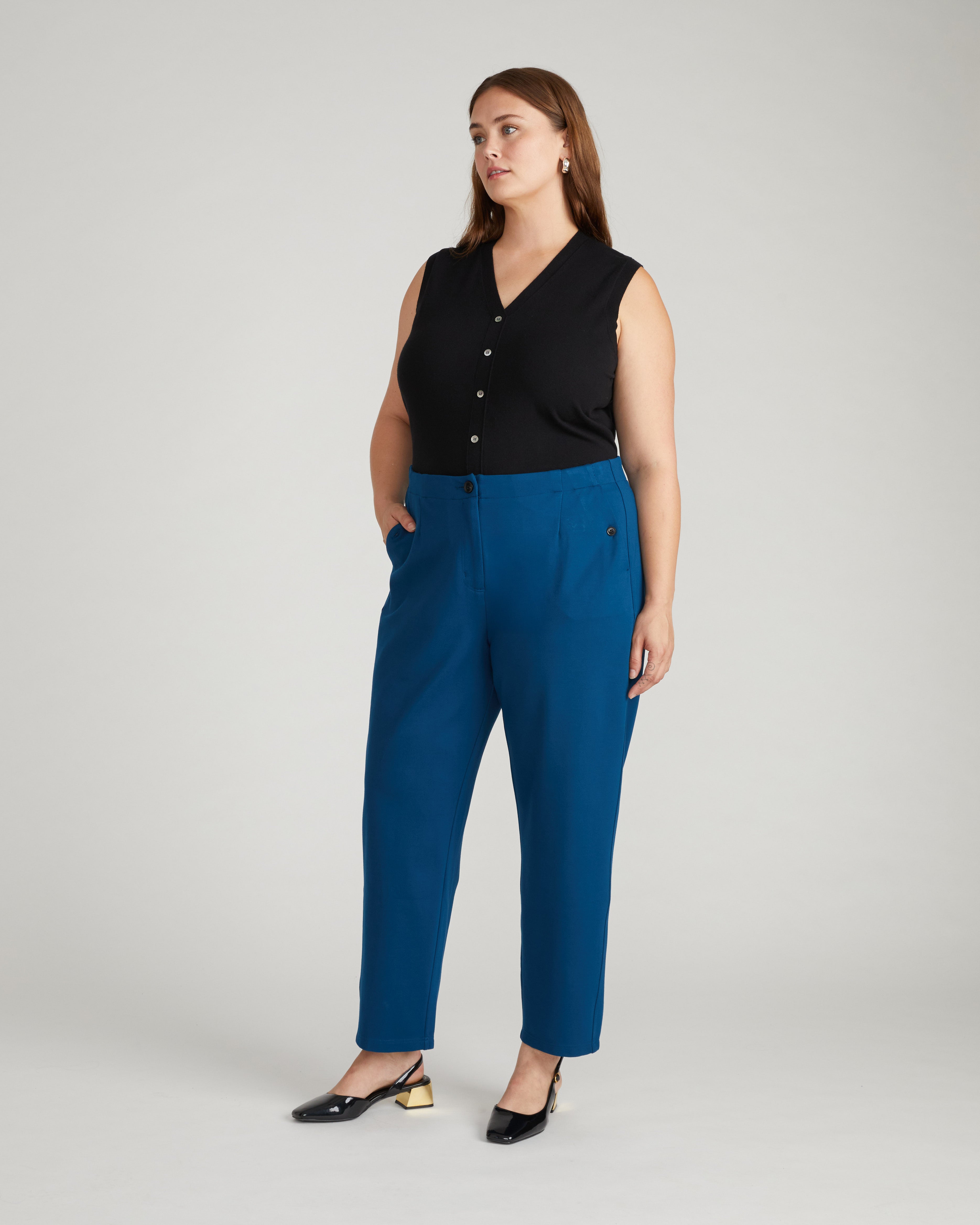Audrey Relaxed Uniform Ponte Workpant - Deep Teal