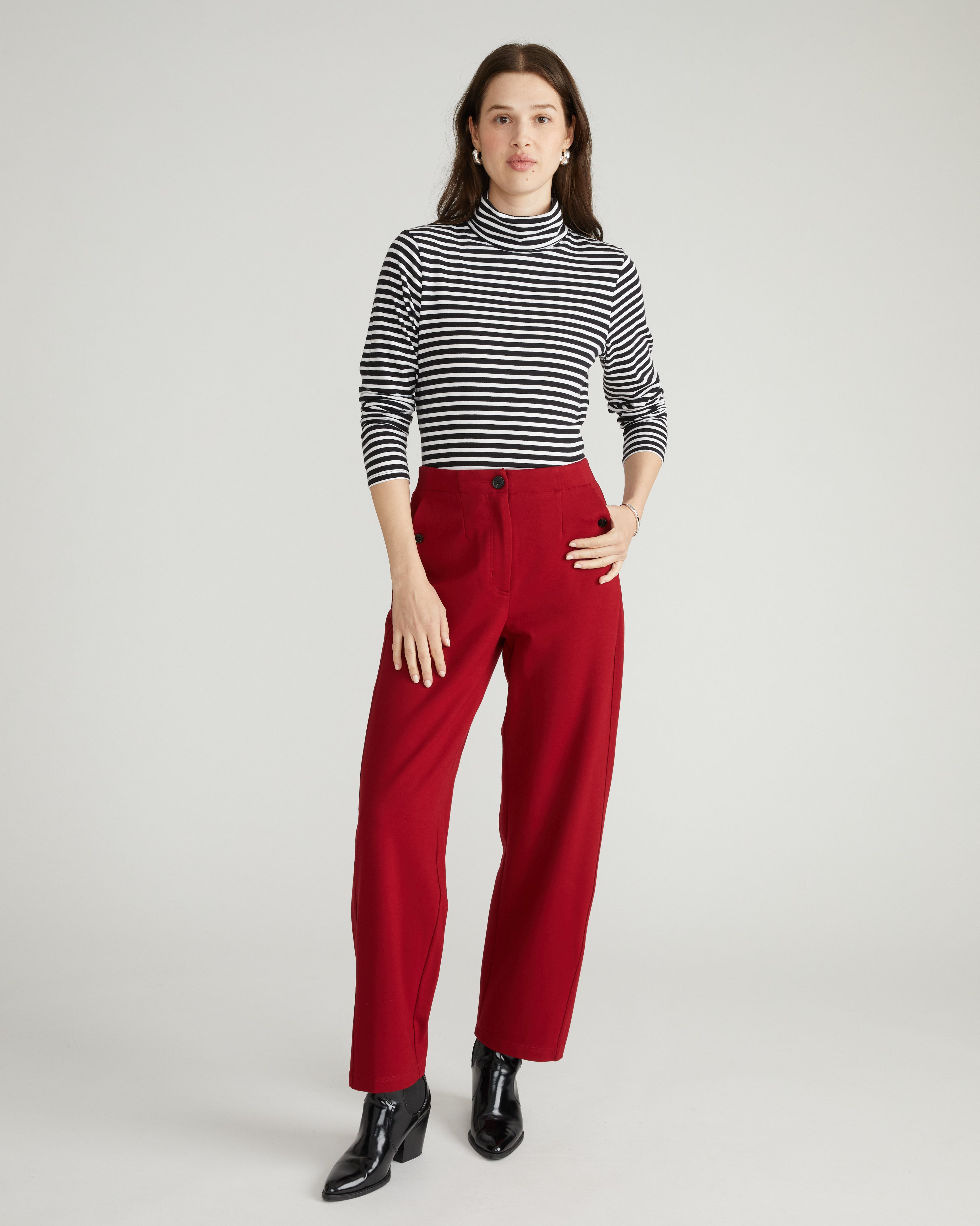 Audrey Relaxed Uniform Ponte Workpant - Garnet