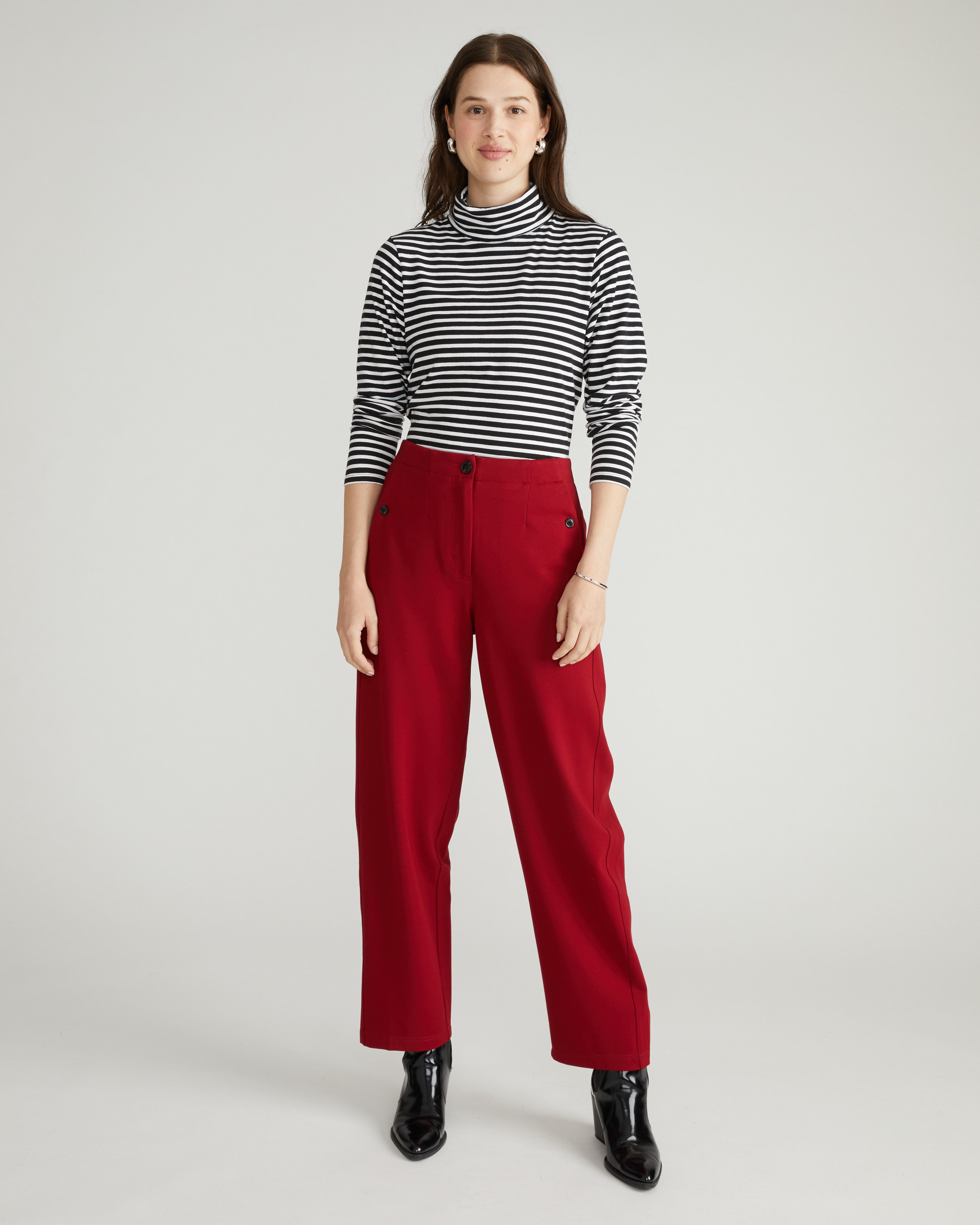 Audrey Relaxed Uniform Ponte Workpant - Garnet