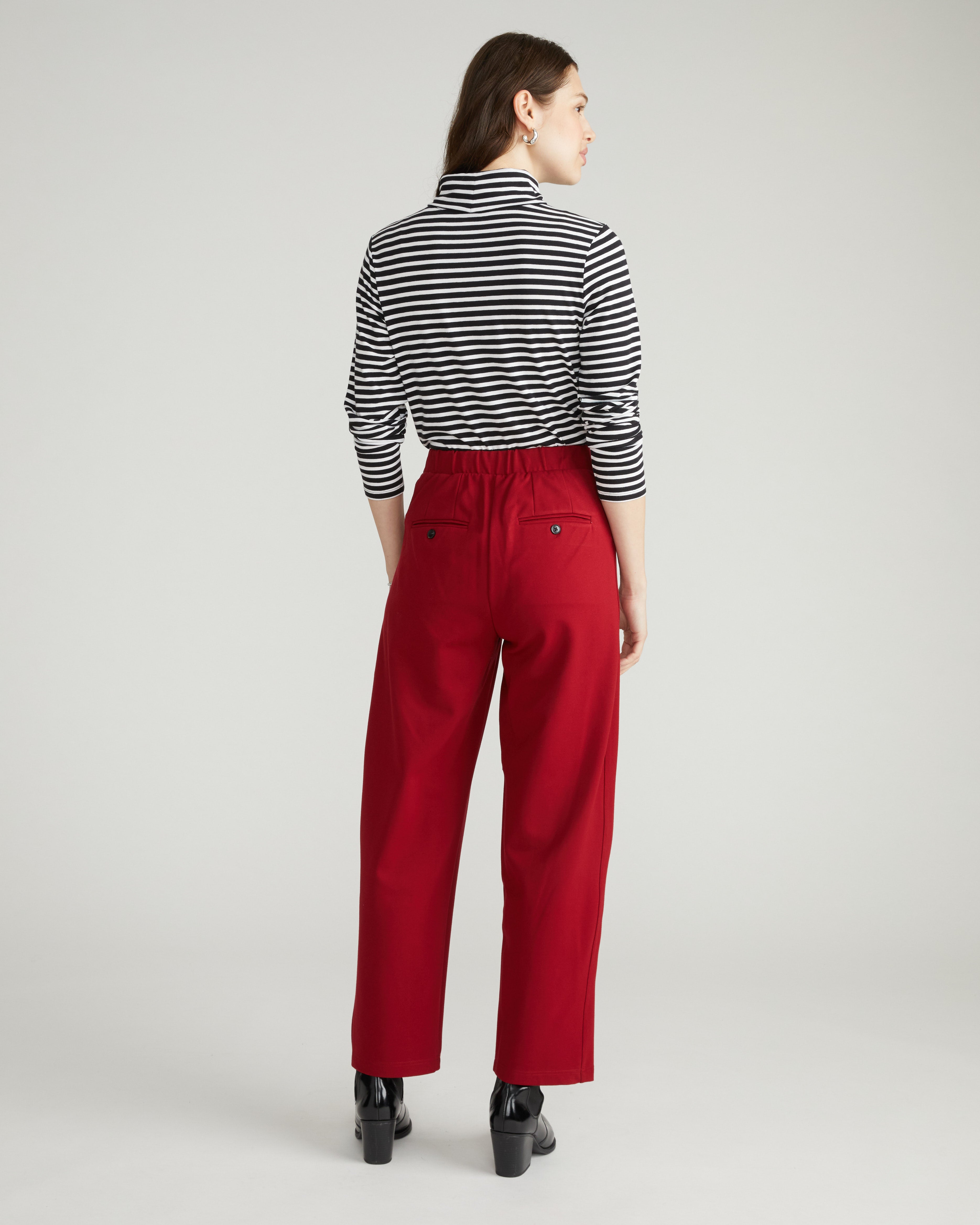 Audrey Relaxed Uniform Ponte Workpant - Garnet
