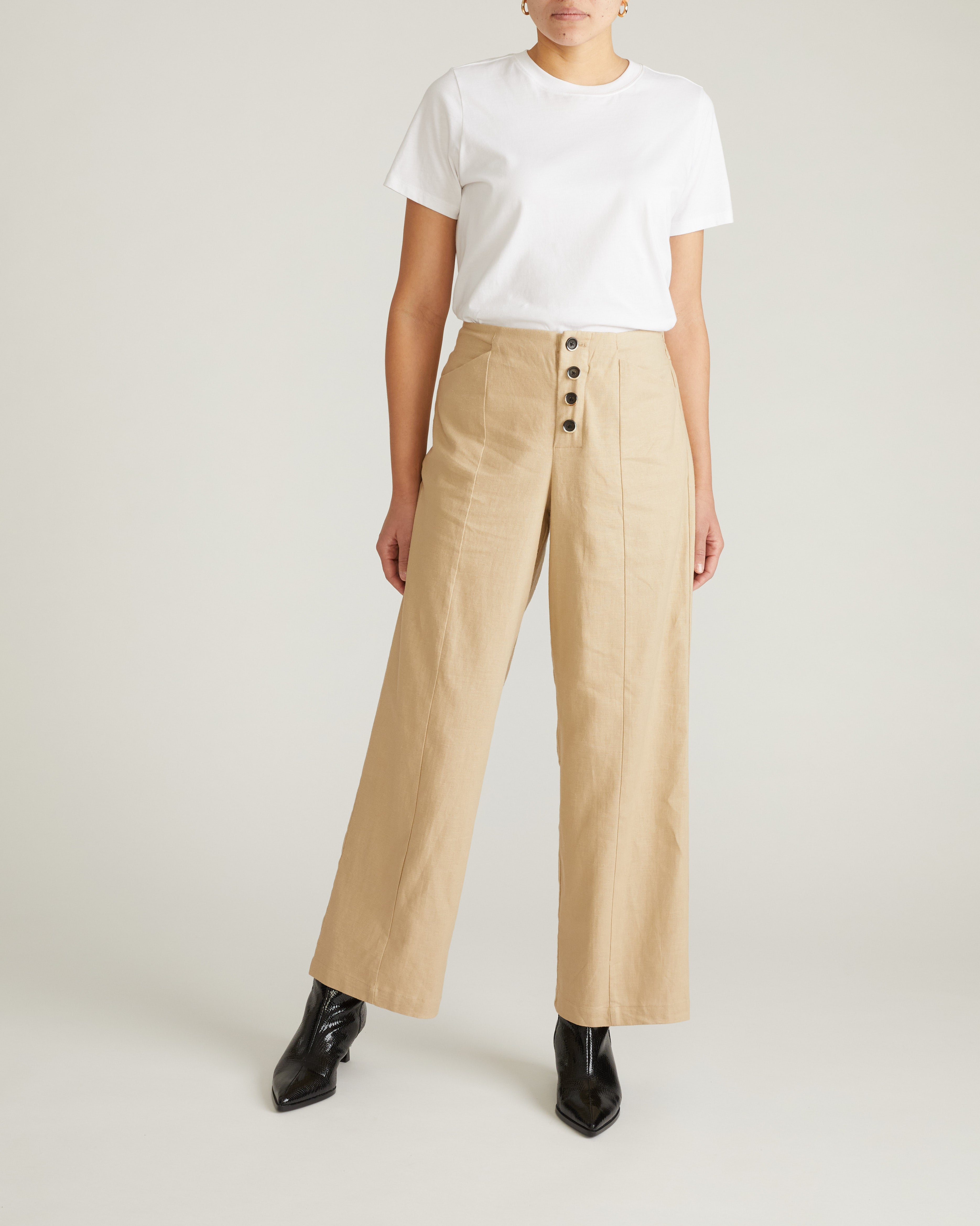 Coastal Linen Blend Pants - Danish Coffee
