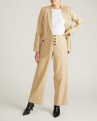 Coastal Linen Blend Pants - Danish Coffee