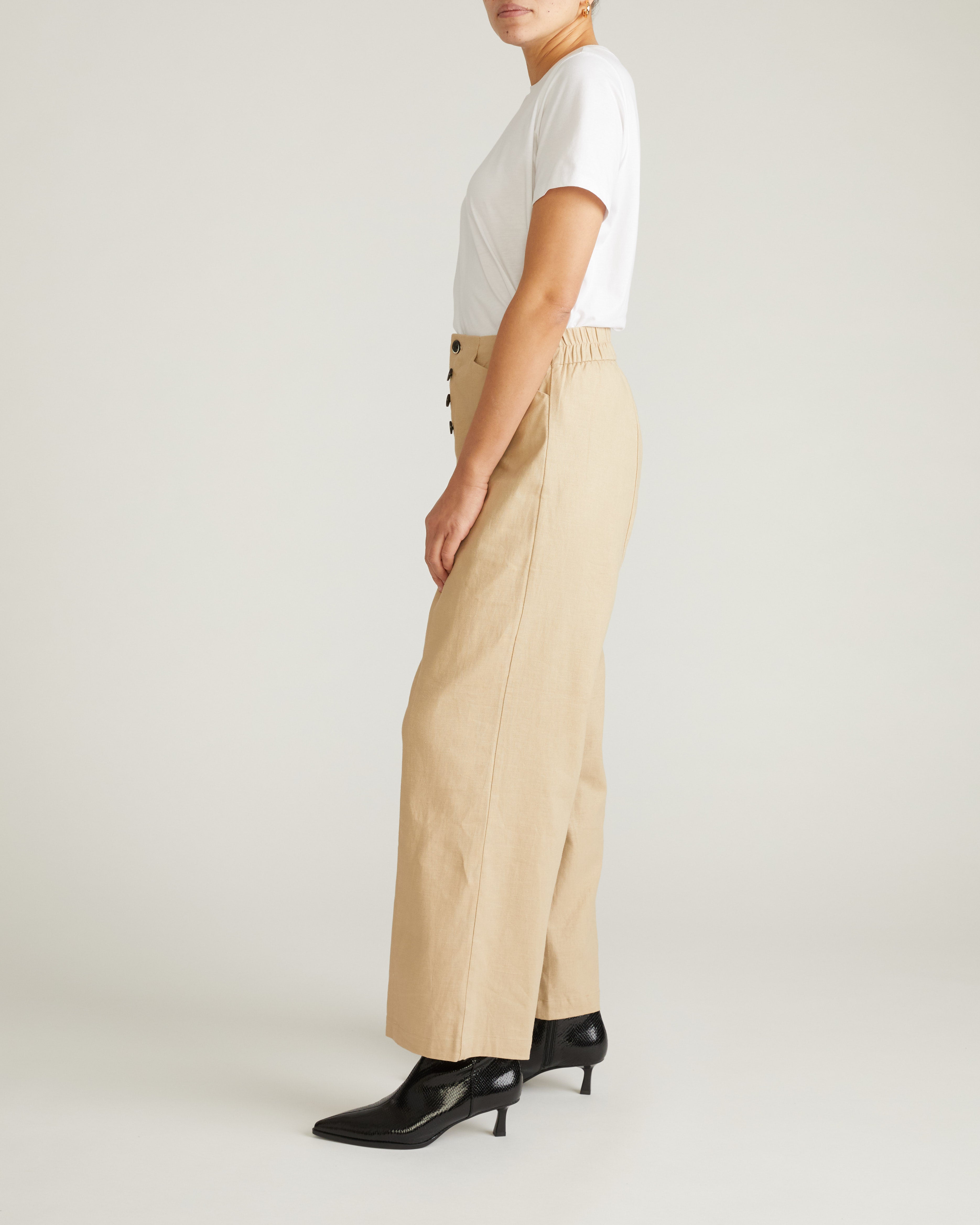 Coastal Linen Blend Pants - Danish Coffee