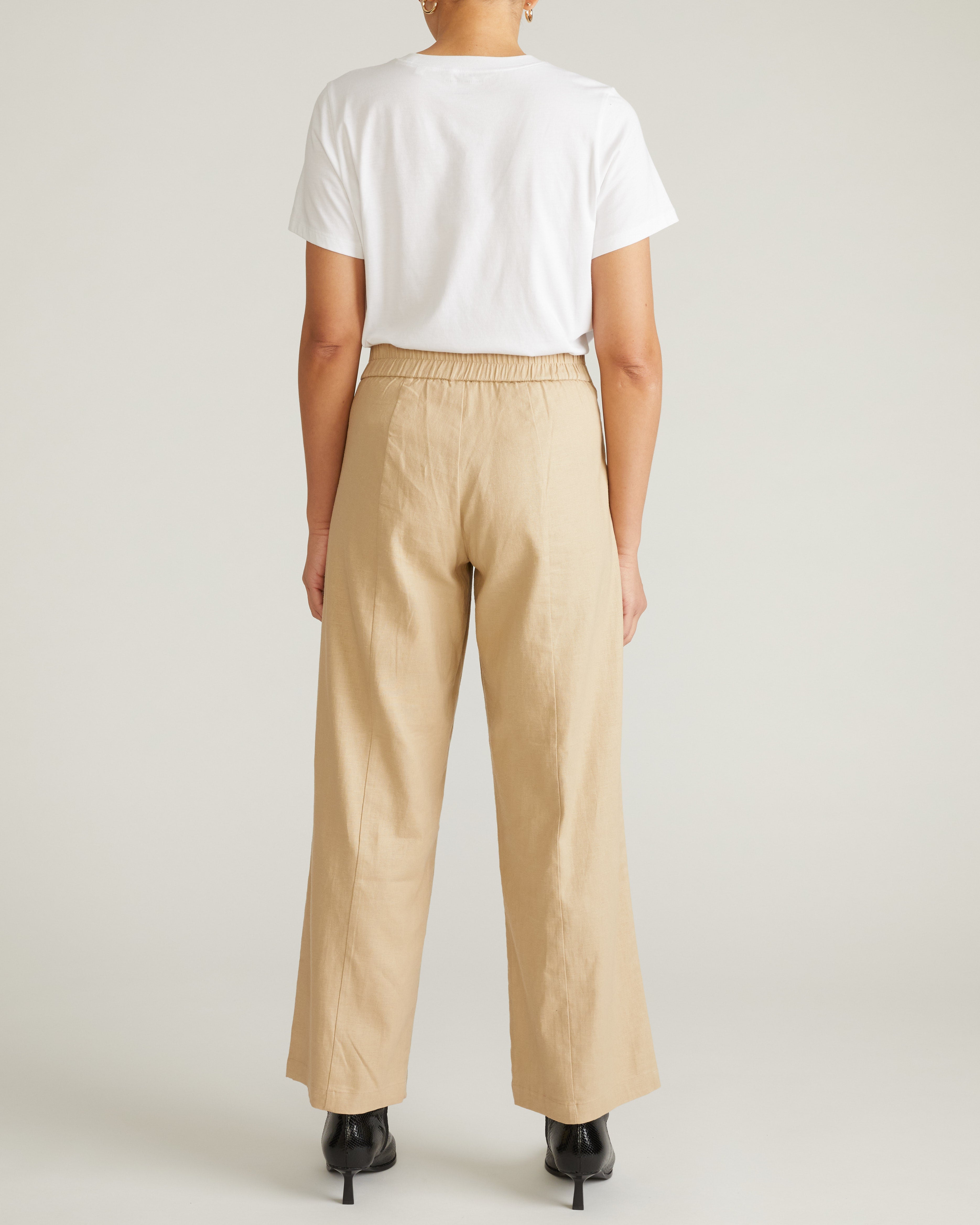 Coastal Linen Blend Pants - Danish Coffee