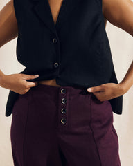 Coastal Linen Blend Pants - Acai