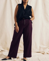 Coastal Linen Blend Pants - Acai