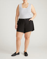 Coastal Linen Blend Shorts - Black