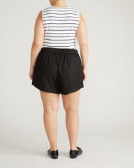 Coastal Linen Blend Shorts - Black