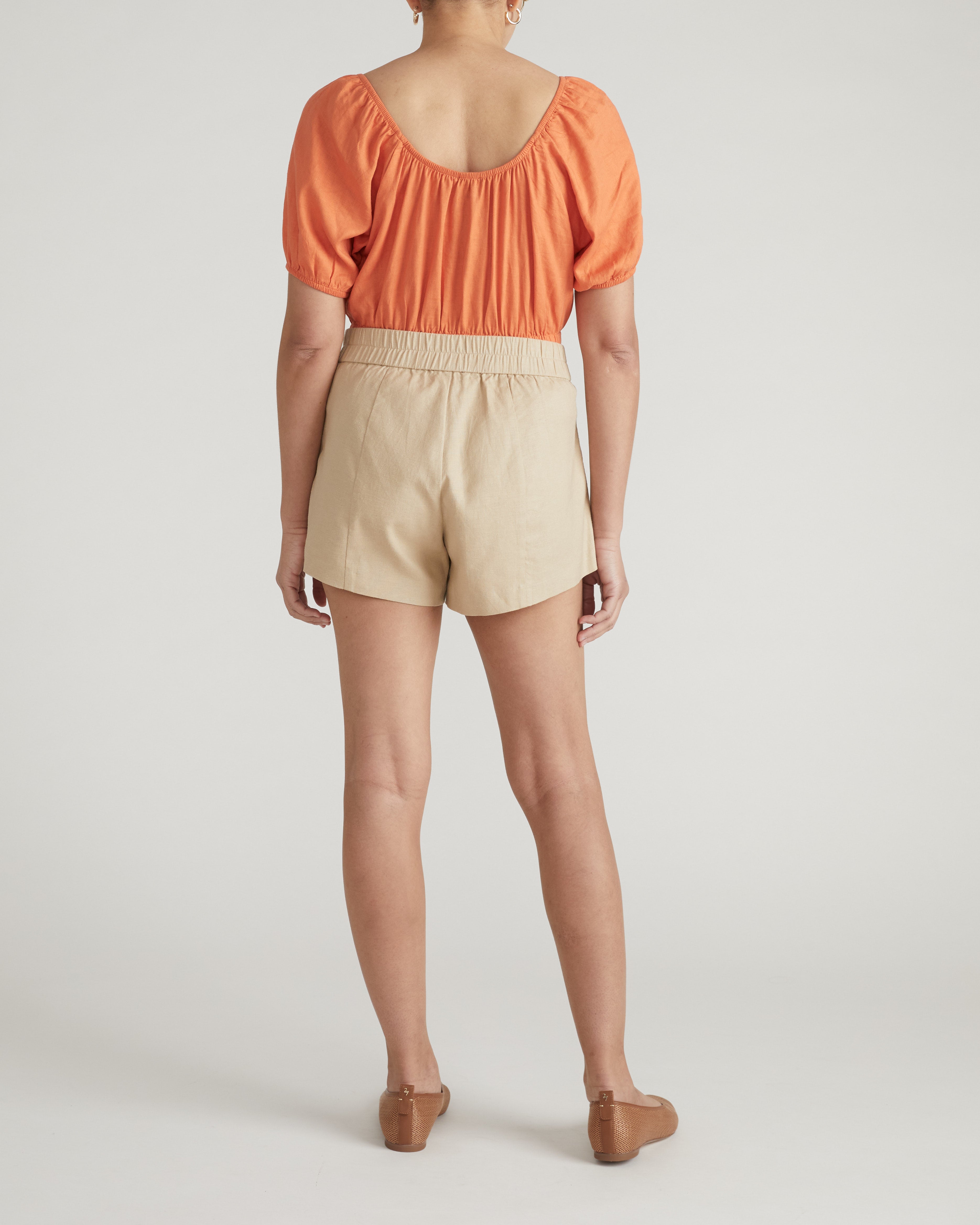 Coastal Linen Blend Shorts - Danish Coffee