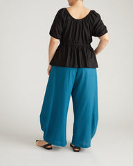 Cosma Barrel Leg Linen Blend Pants - Ink Blue